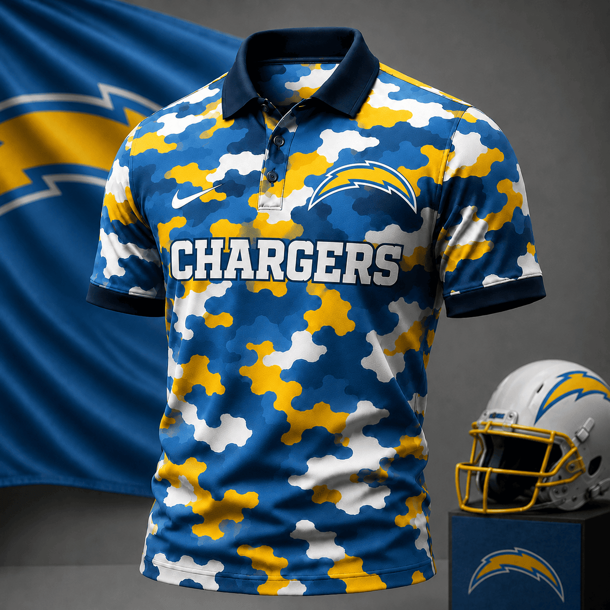 Los Angeles Chargers| Premium NFL Camo Polo Shirt NY