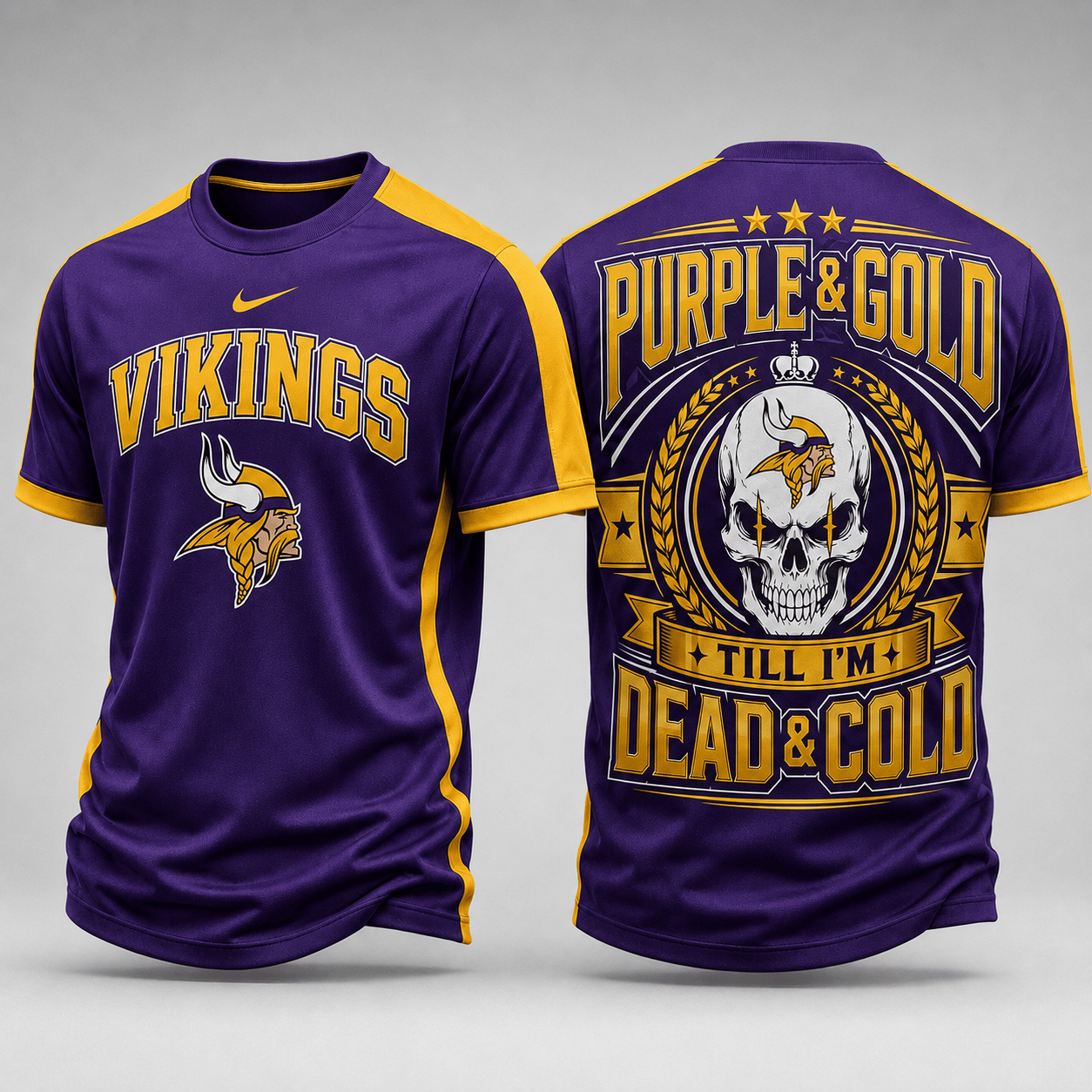 Minnesota Vikings | Premium NFL Till I’m Dead Forever Skull Fan Pride 3D Shirt TD