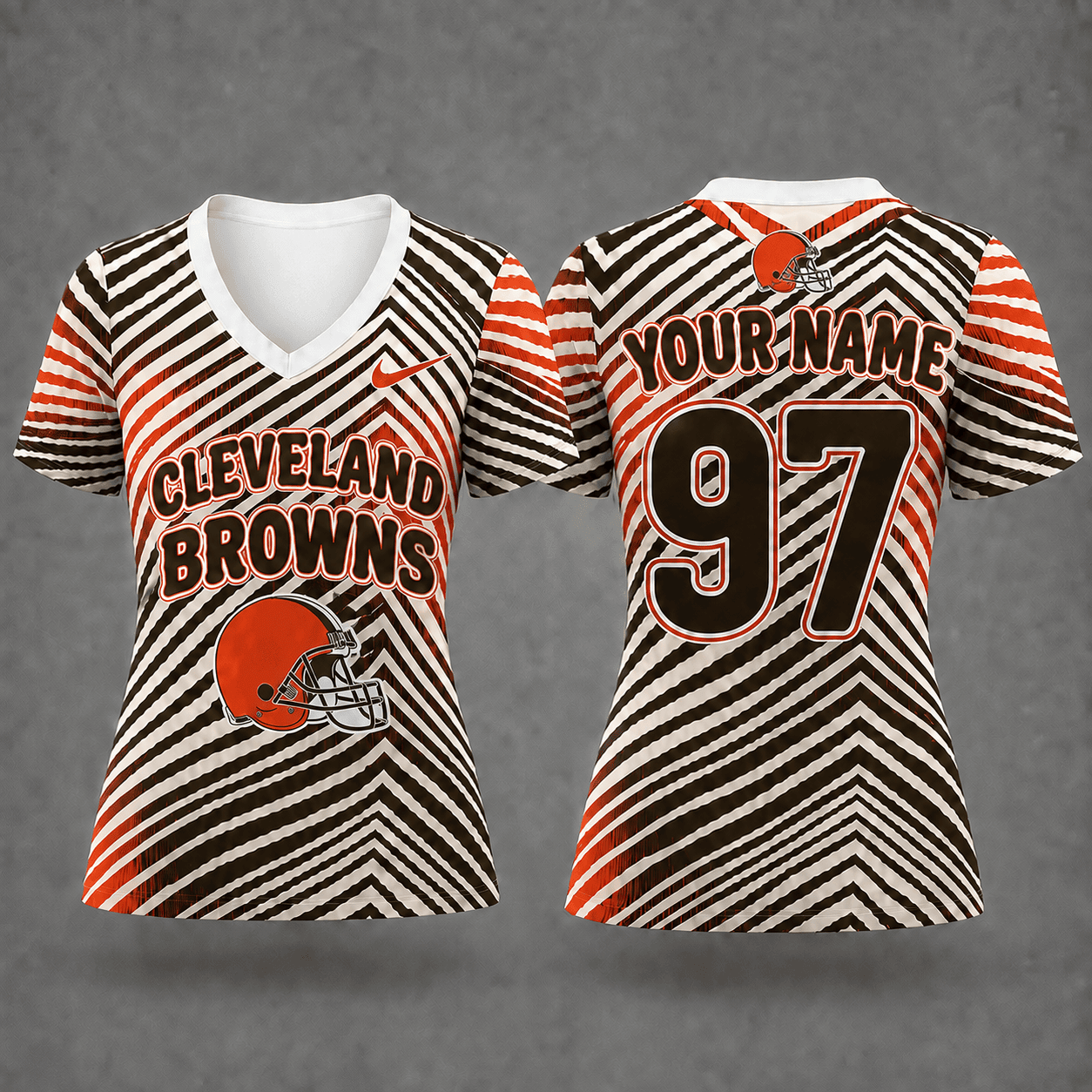 Cleveland Browns| Premium NFL Personalized Dynamic Stripe Women’s V-Neck Jersey NY