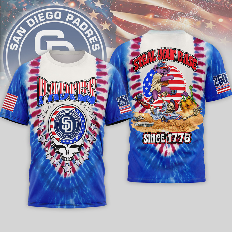 San Diego Padres | Premium MLB Grateful Dead 250 Years Of America 3D Shirt HY