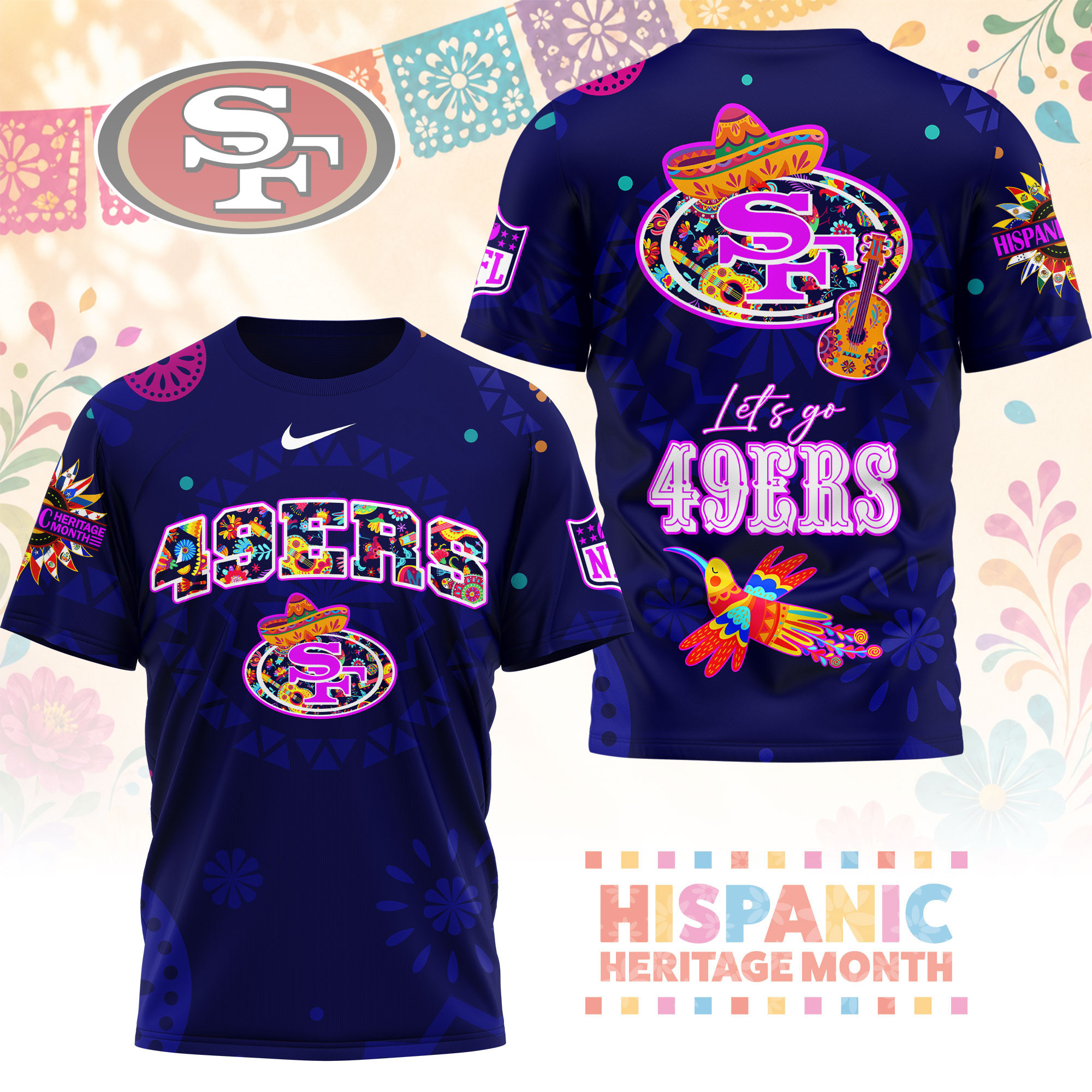 San Francisco 49ers | Premium NFL Hispanic Heritage Fiesta 3D Shirt NY
