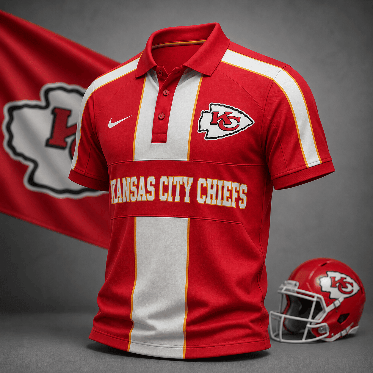 Kansas City Chiefs | Premium NFL Heritage Stripe Rugby Polo Shirt NY