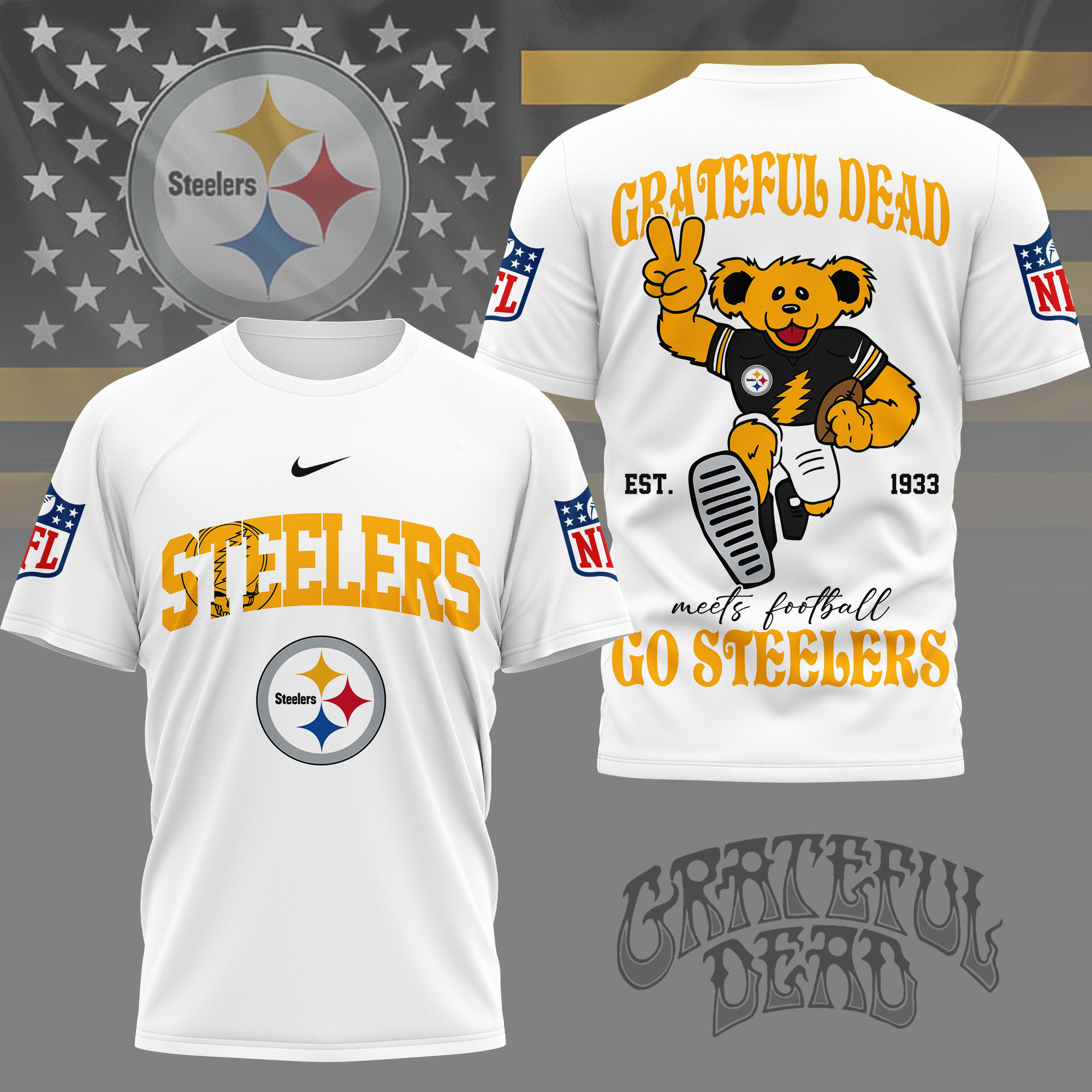 Pittsburgh Steelers | Premium NFL Retro Bear 3D Shirt NY