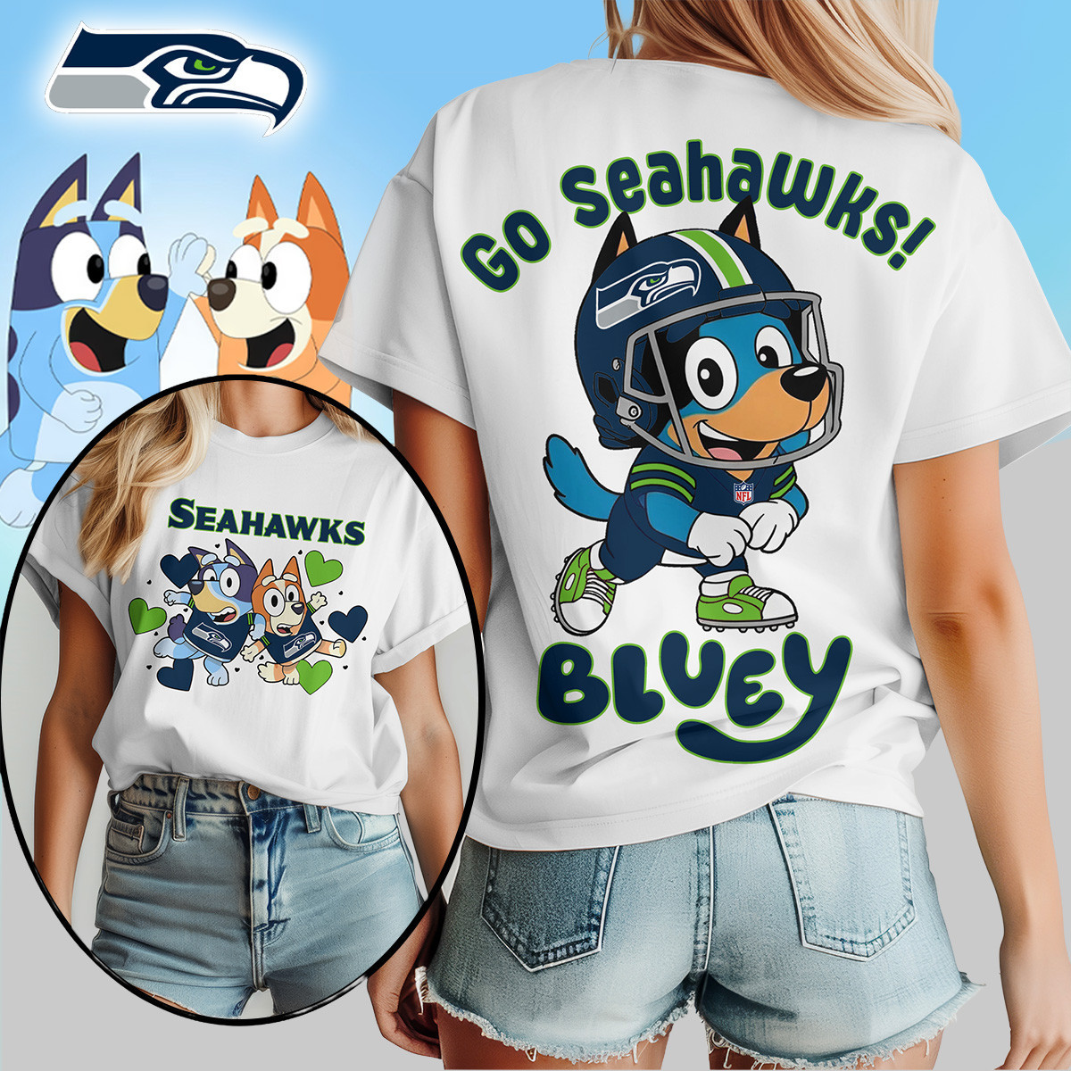 Seattle Seahawks | Premium NFL Bluey Women's Shirt TD