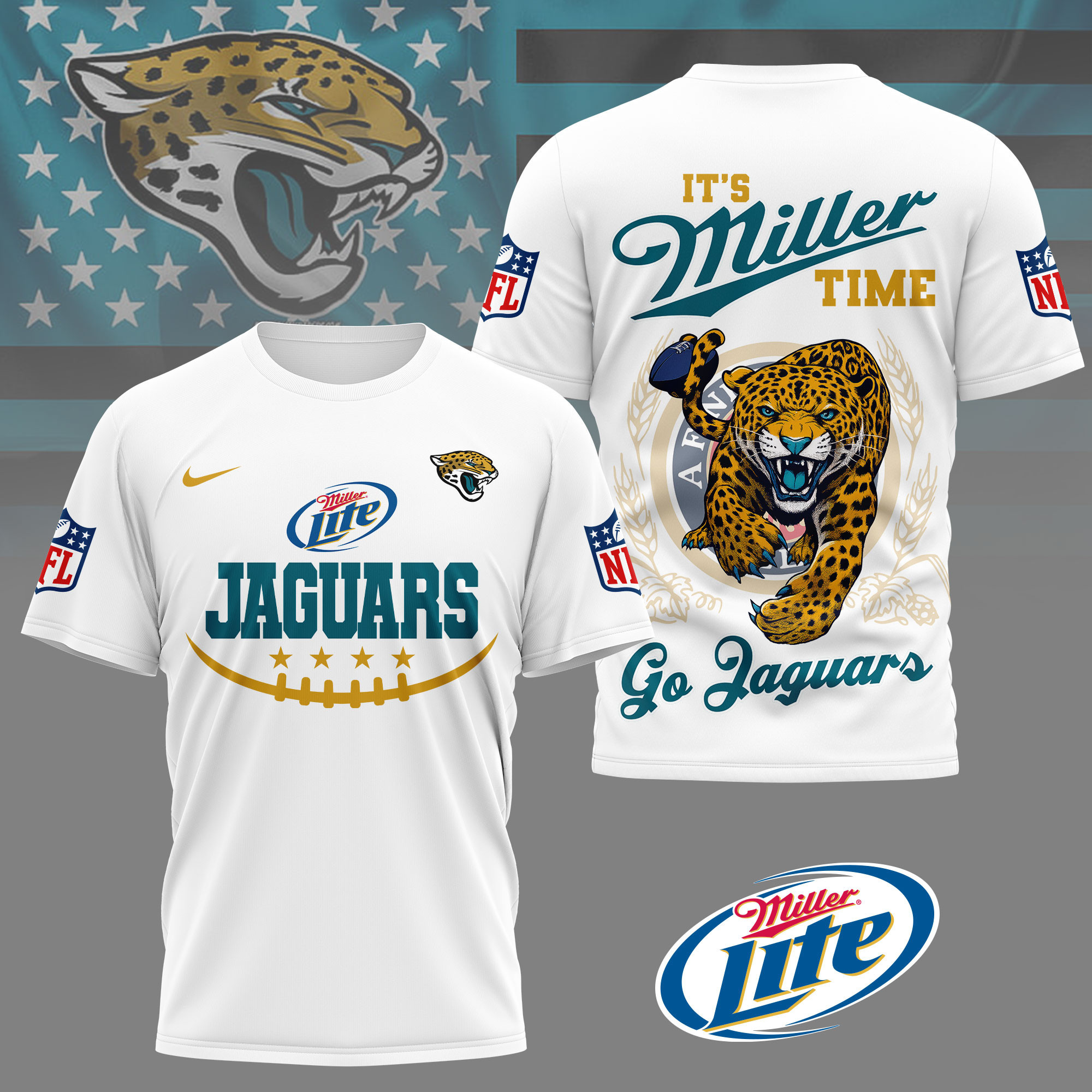 Jacksonville Jaguars | Premium NFL Miller Lite 3D Shirt NY