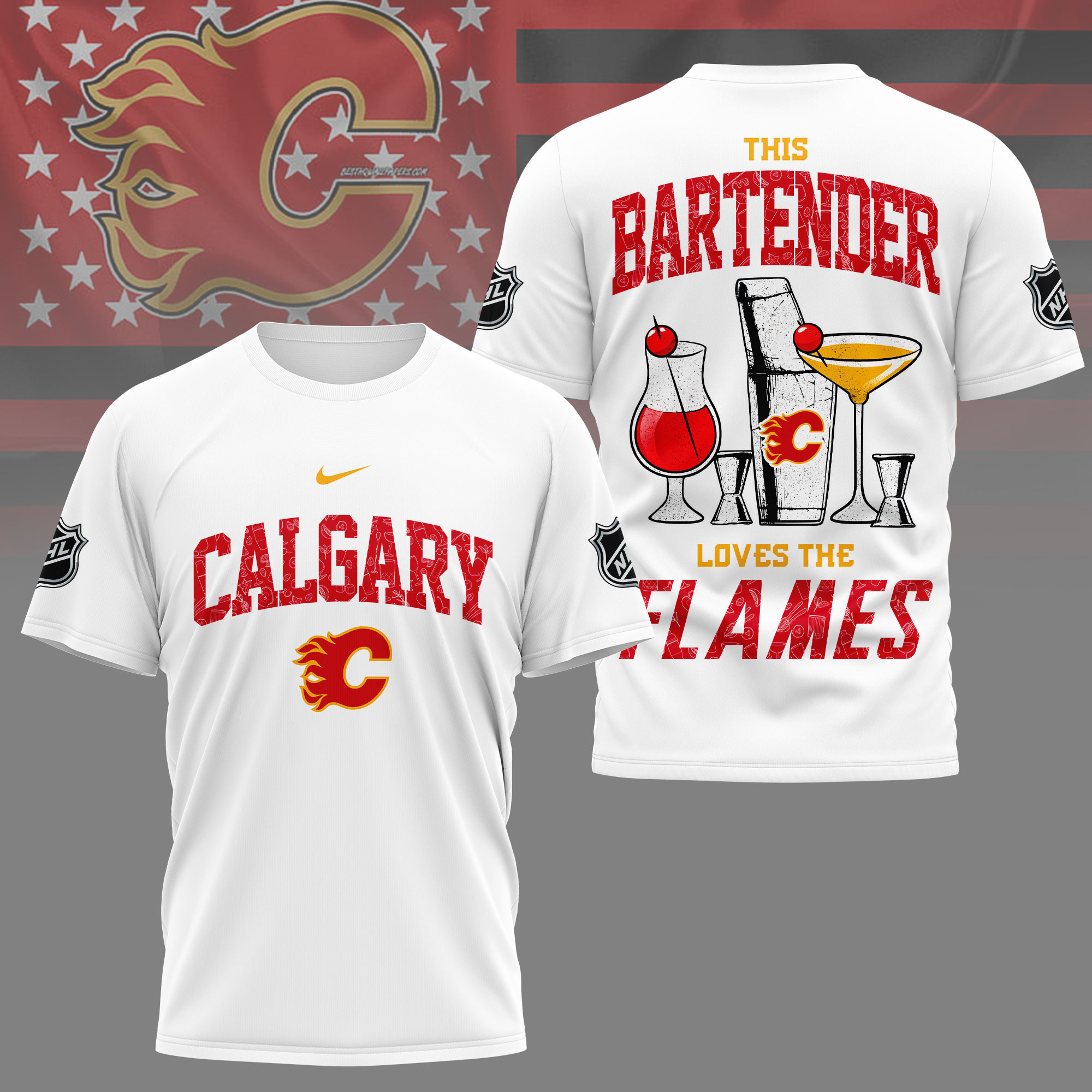 Calgary Flames | Premium NHL Bartender Fan 3D Shirt NY