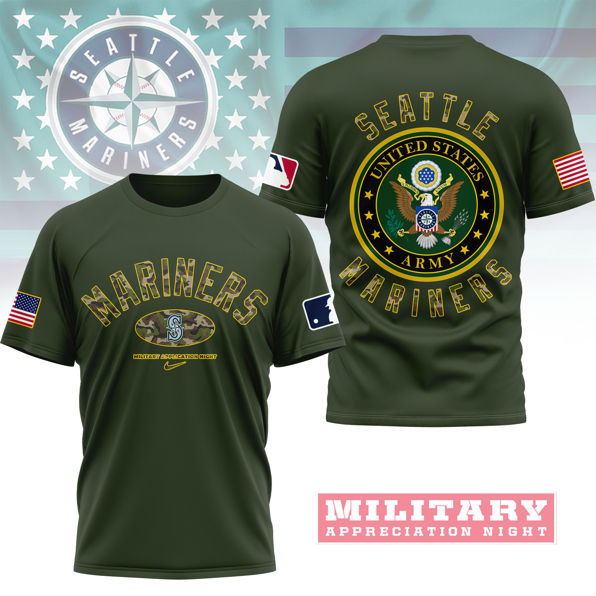 Seattle Mariners | Premium MLB Military Pride 3D Shirt NY