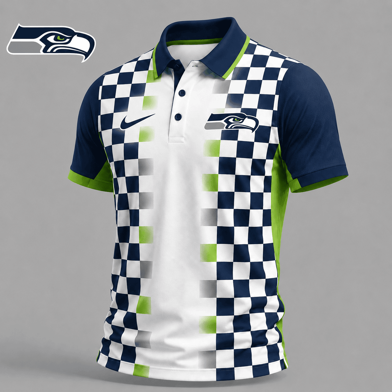Seattle Seahawks | Premium NFL Checkered Fade Polo Shirt NY
