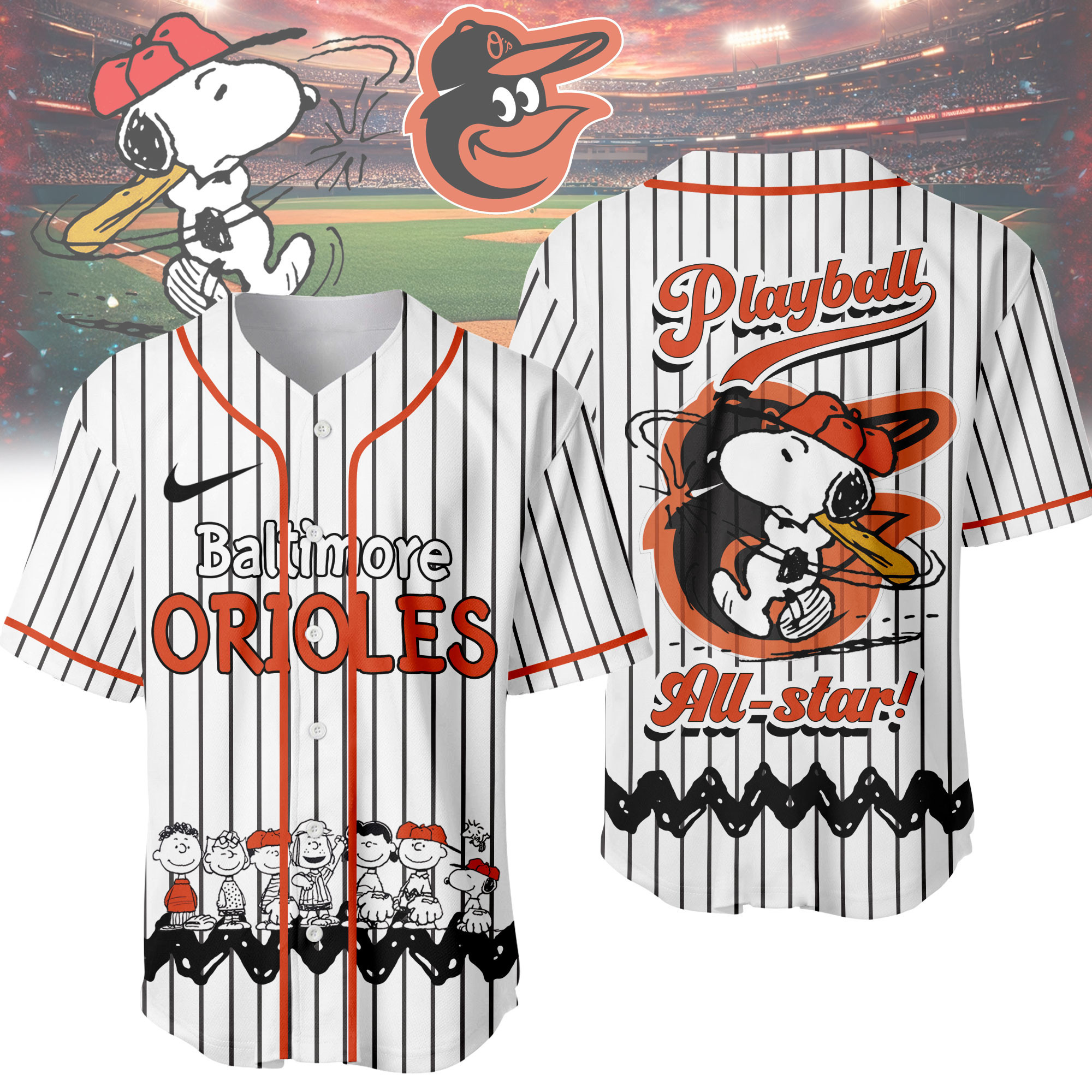 Baltimore Orioles | Premium MLB Snoopy Playball Jersey HY