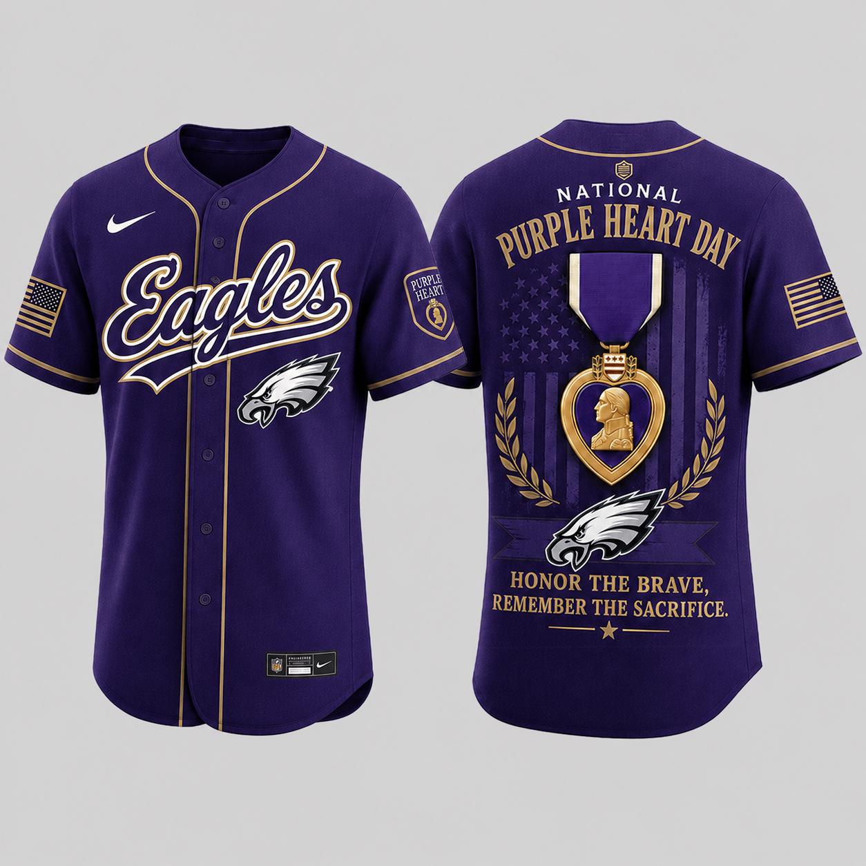 Philadelphia Eagles | Premium NFL Purple Heart Day Jersey Shirt TD