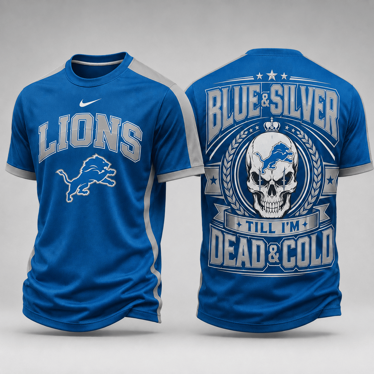 Detroit Lions | Premium NFL Till I’m Dead Forever Skull Fan Pride 3D Shirt TD