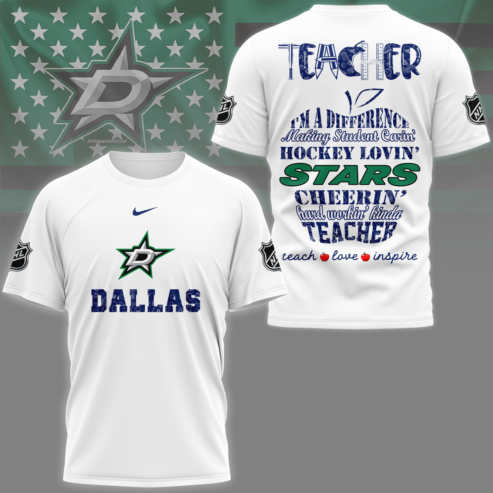 Dallas Stars | Premium NHL Teacher Pride 3D Shirt NY