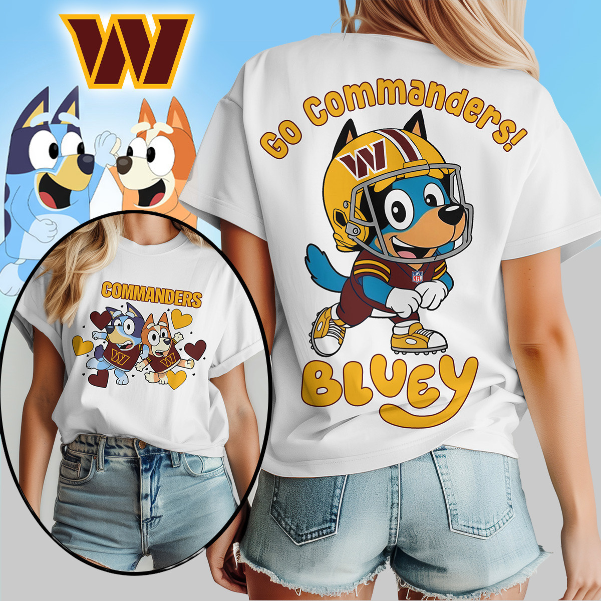 Washington Commanders | Premium NFL Bluey Women's Shirt TD