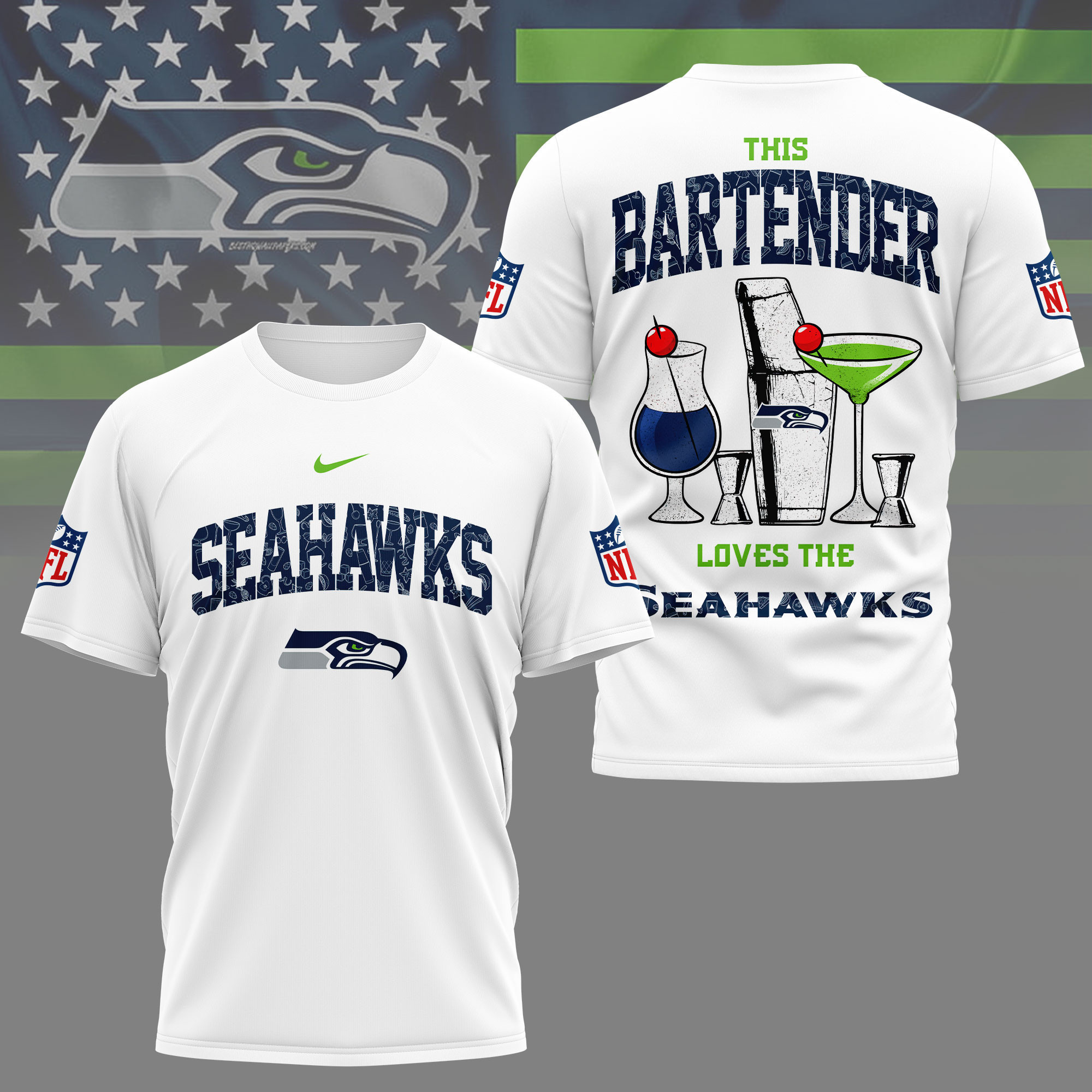 Seattle Seahawks | Premium NFL Bartender Fan 3D Shirt NY