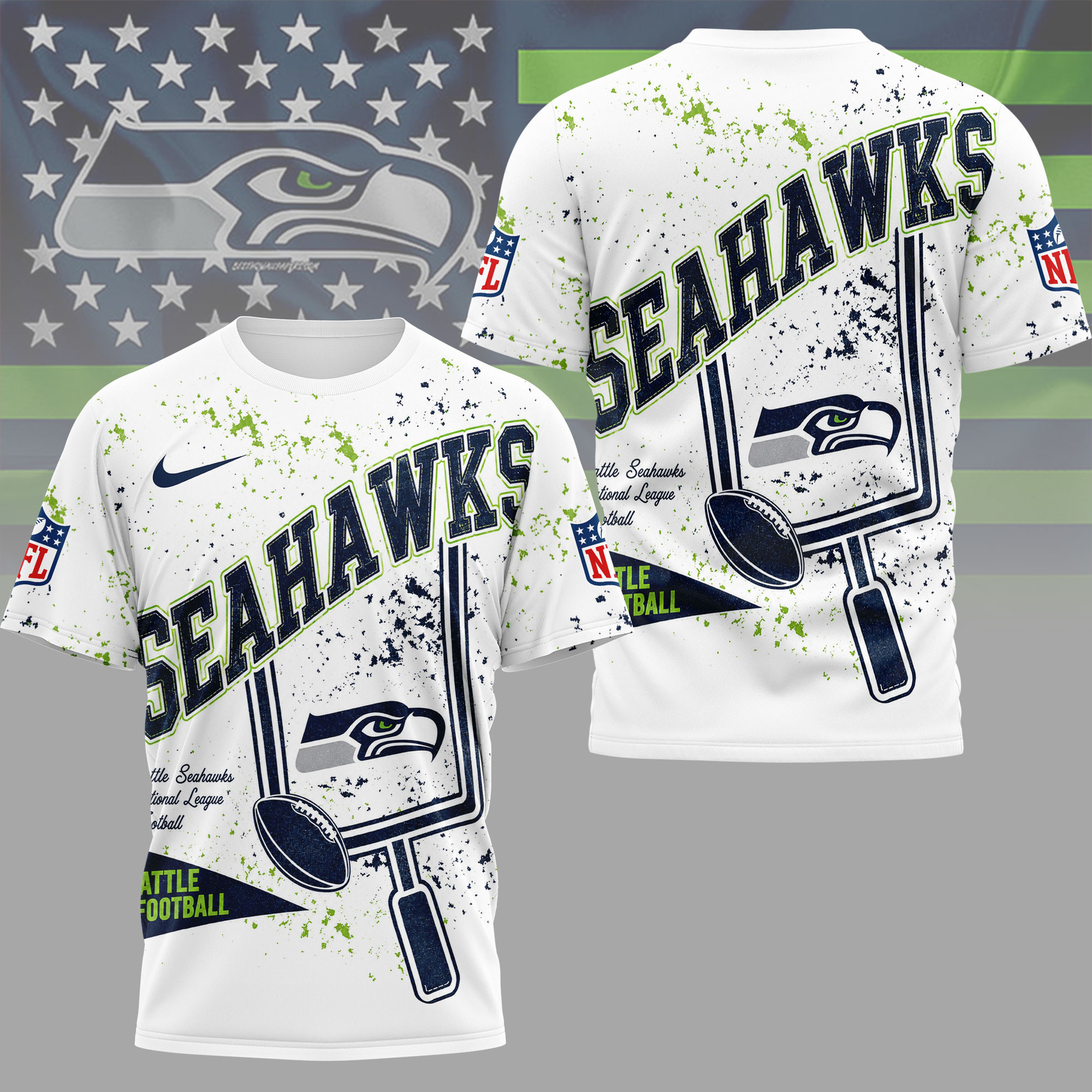 Seattle Seahawks | Premium NFL Vintage Splatter Graphic 3D Shirt NY