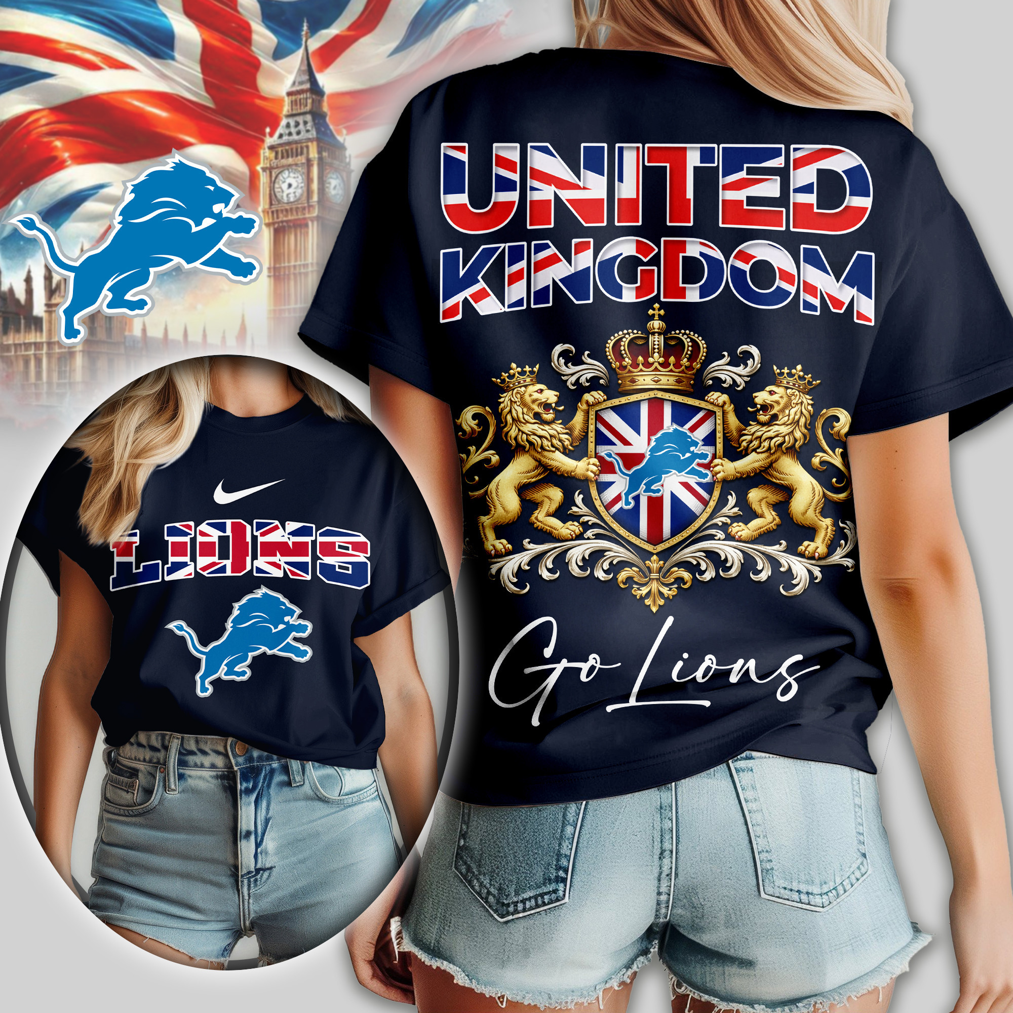 Detroit Lions | Premium NFL United Kingdom Women Shirt TD