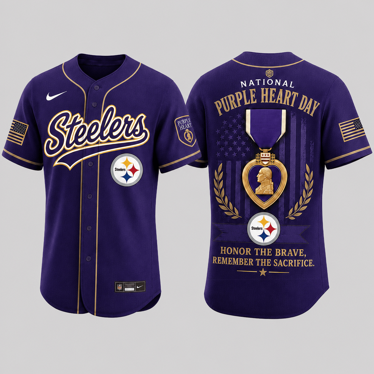 Pittsburgh Steelers | Premium NFL Purple Heart Day Jersey Shirt TD