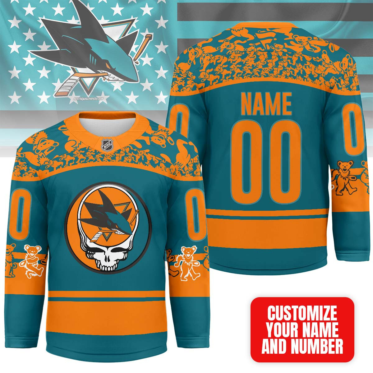 San Jose Sharks | Premium NHL X Grateful Dead Hockey Jersey NP