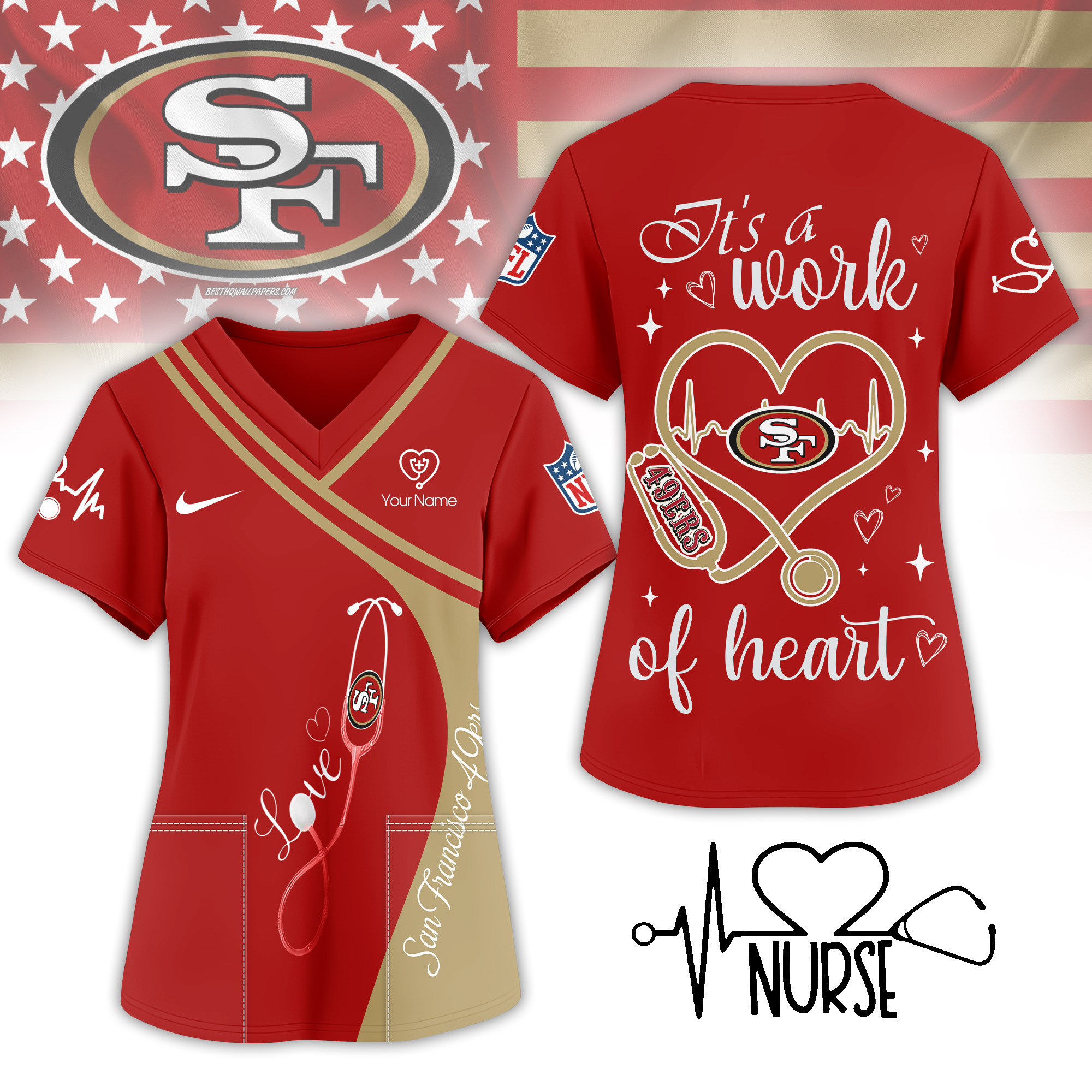 San Francisco 49ers | Premium NFL Nurse Pride 3D Shirt NY