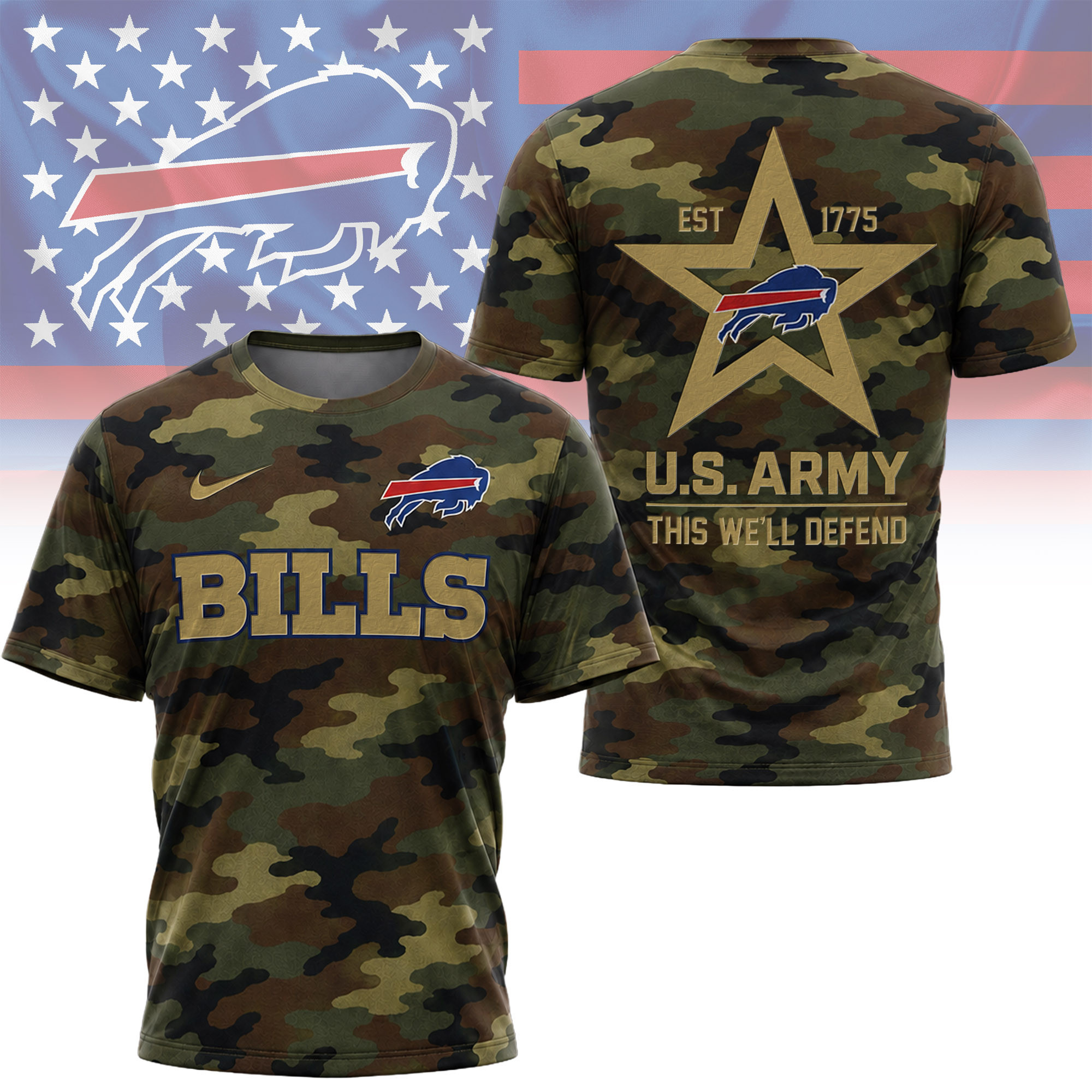 Buffalo Bills | Premium NFL U.S. Army Camo 3D Shirt NY