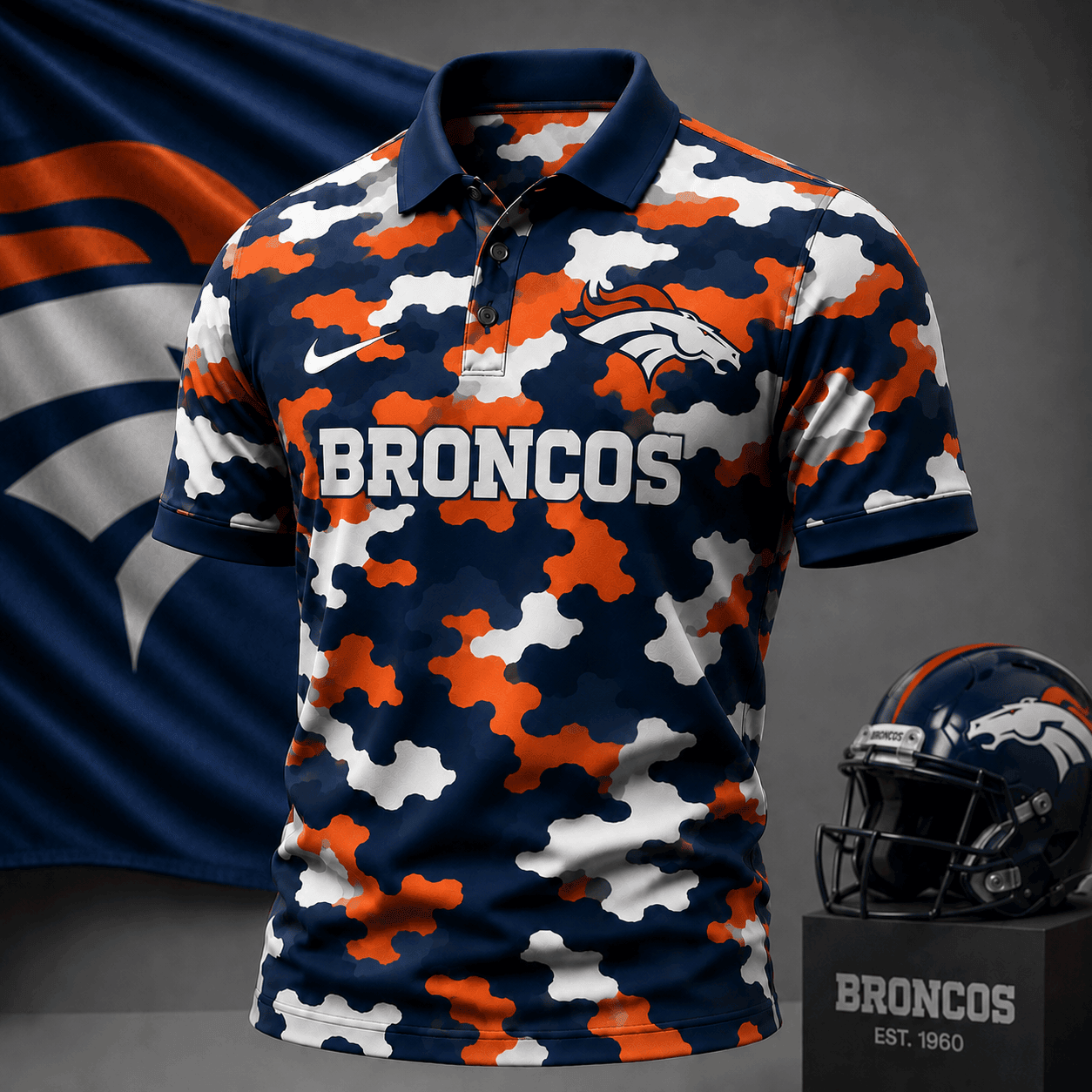 Denver Broncos | Premium NFL Camo Polo Shirt NY
