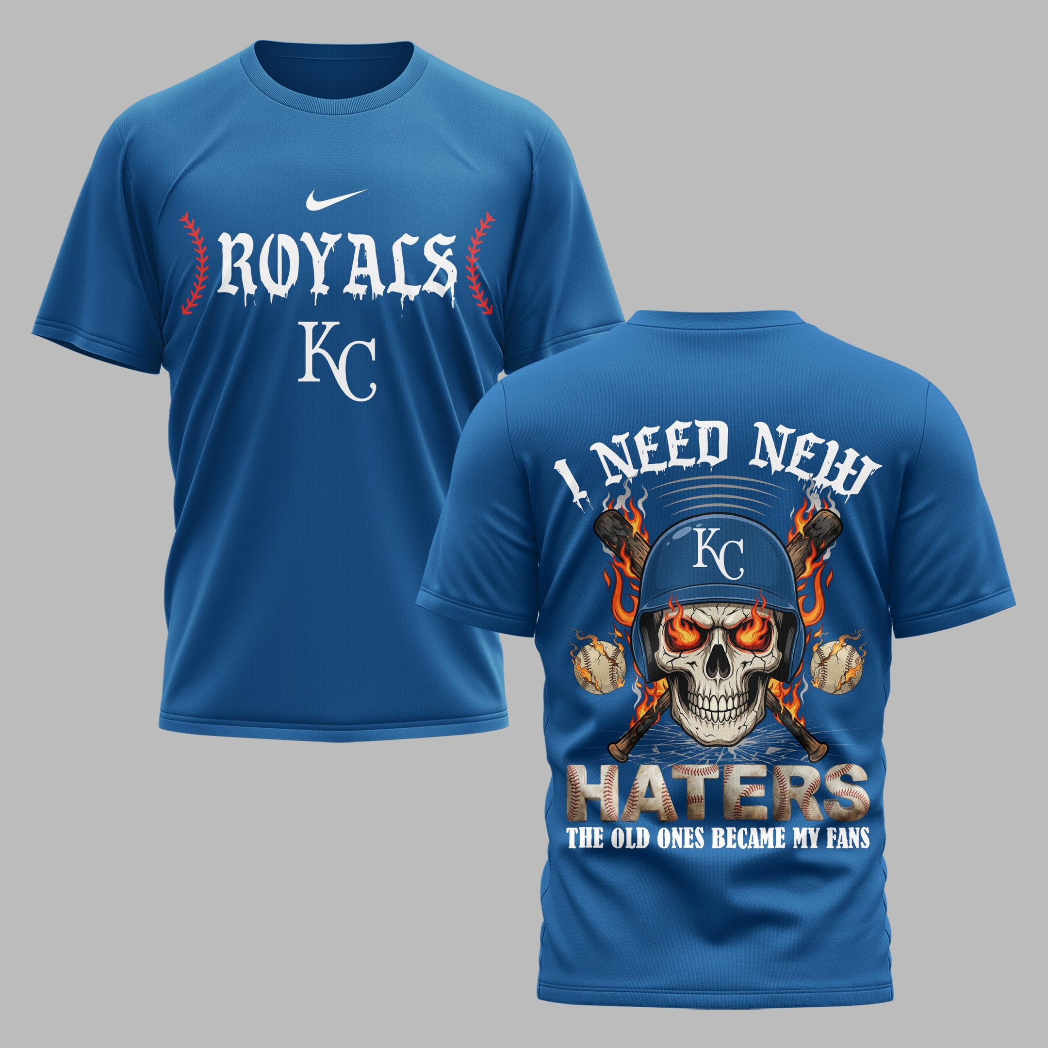 Kansas City Royals X Fire Skull Baseball Premium T Shirt