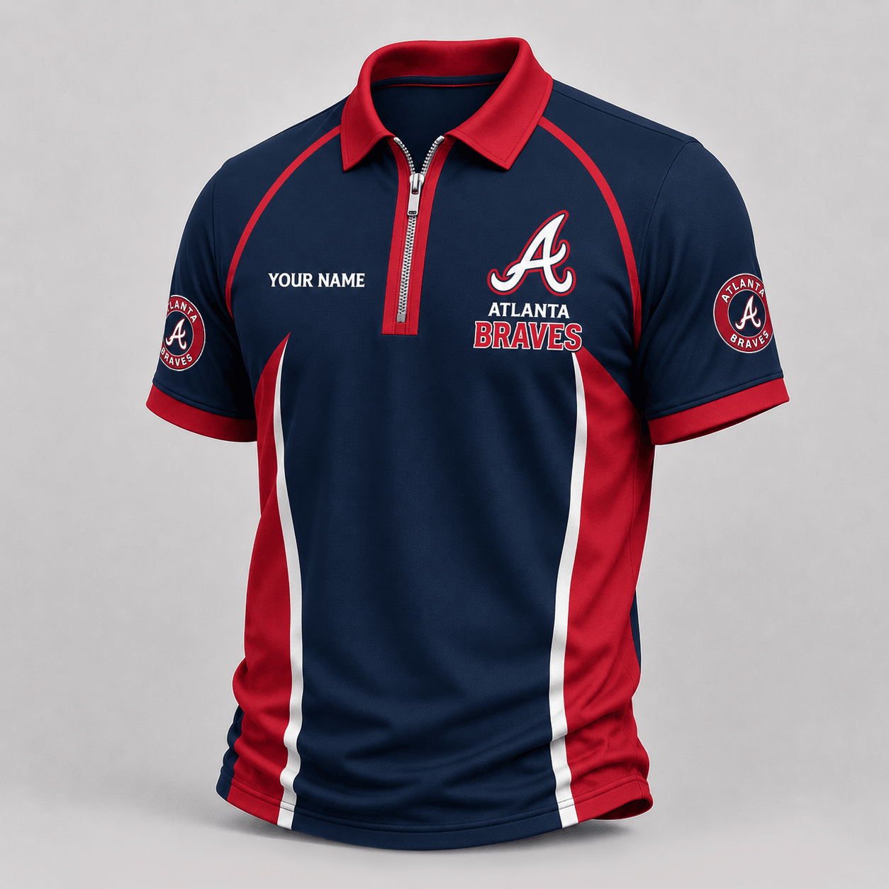 Atlanta Braves | Premium MLB Performance Zipper Polo Shirt