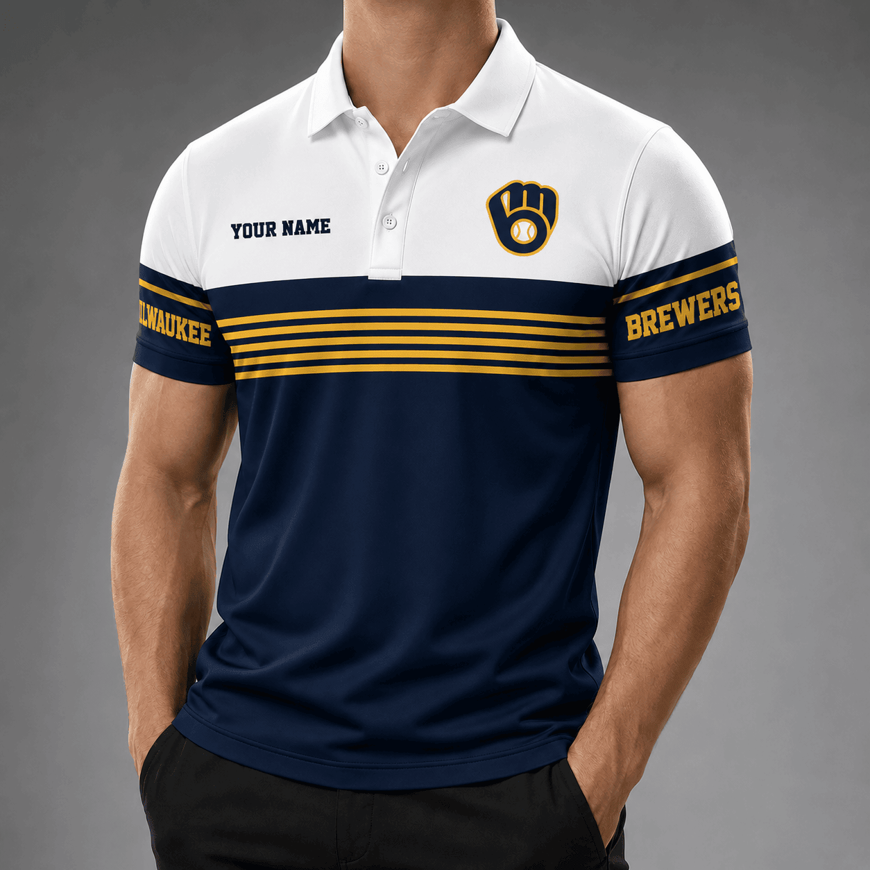 Milwaukee Brewers | Premium MLB Personalized Men's Polo Shirt