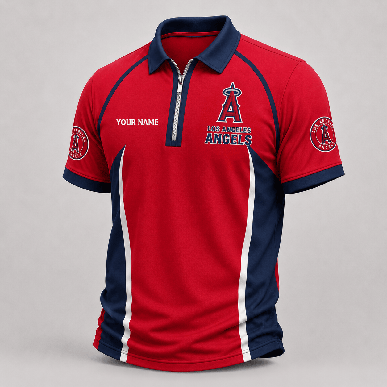 Los Angeles Angels | Premium MLB Performance Zipper Polo Shirt