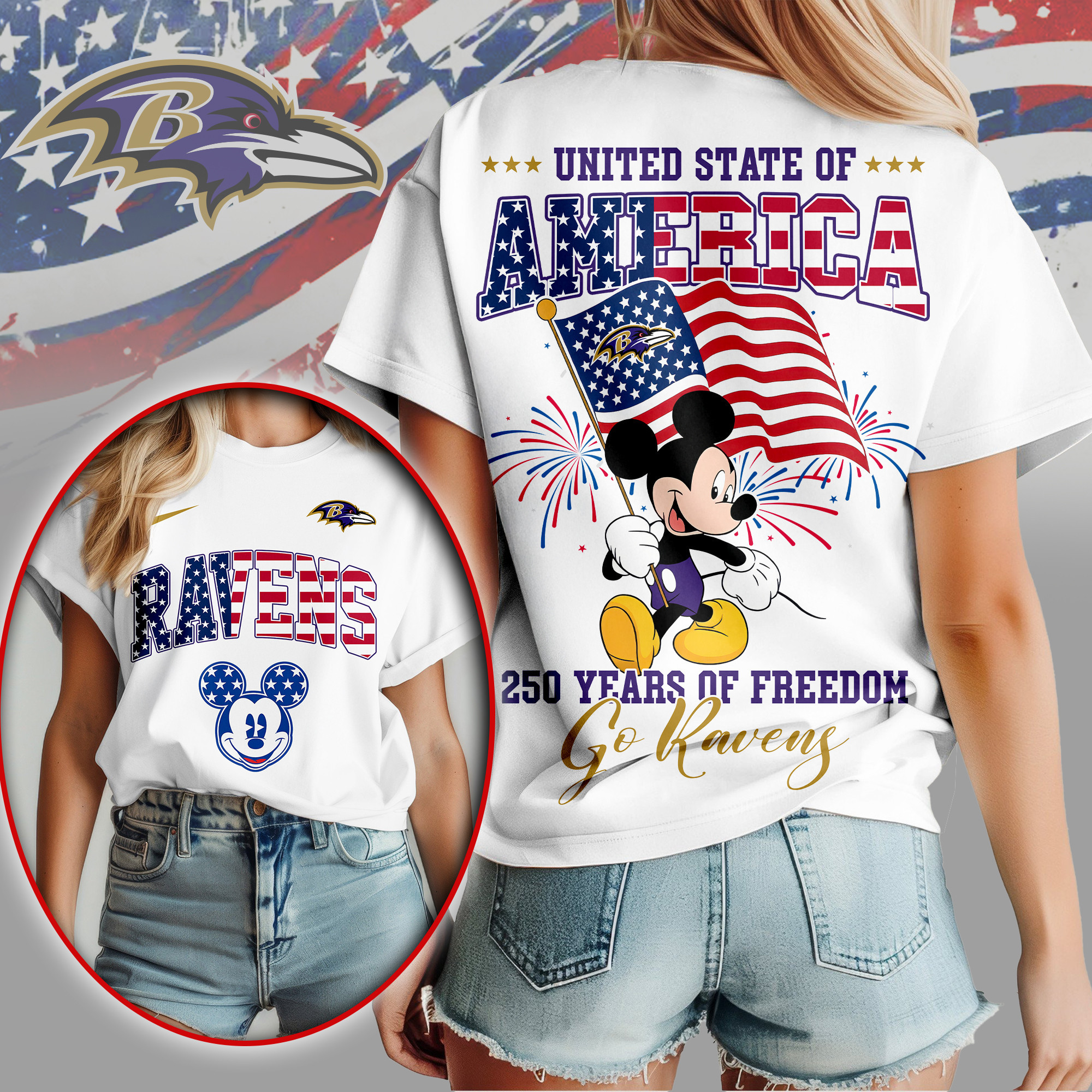 Baltimore Ravens | Premium NFL Freedom 250 3D Shirt NY