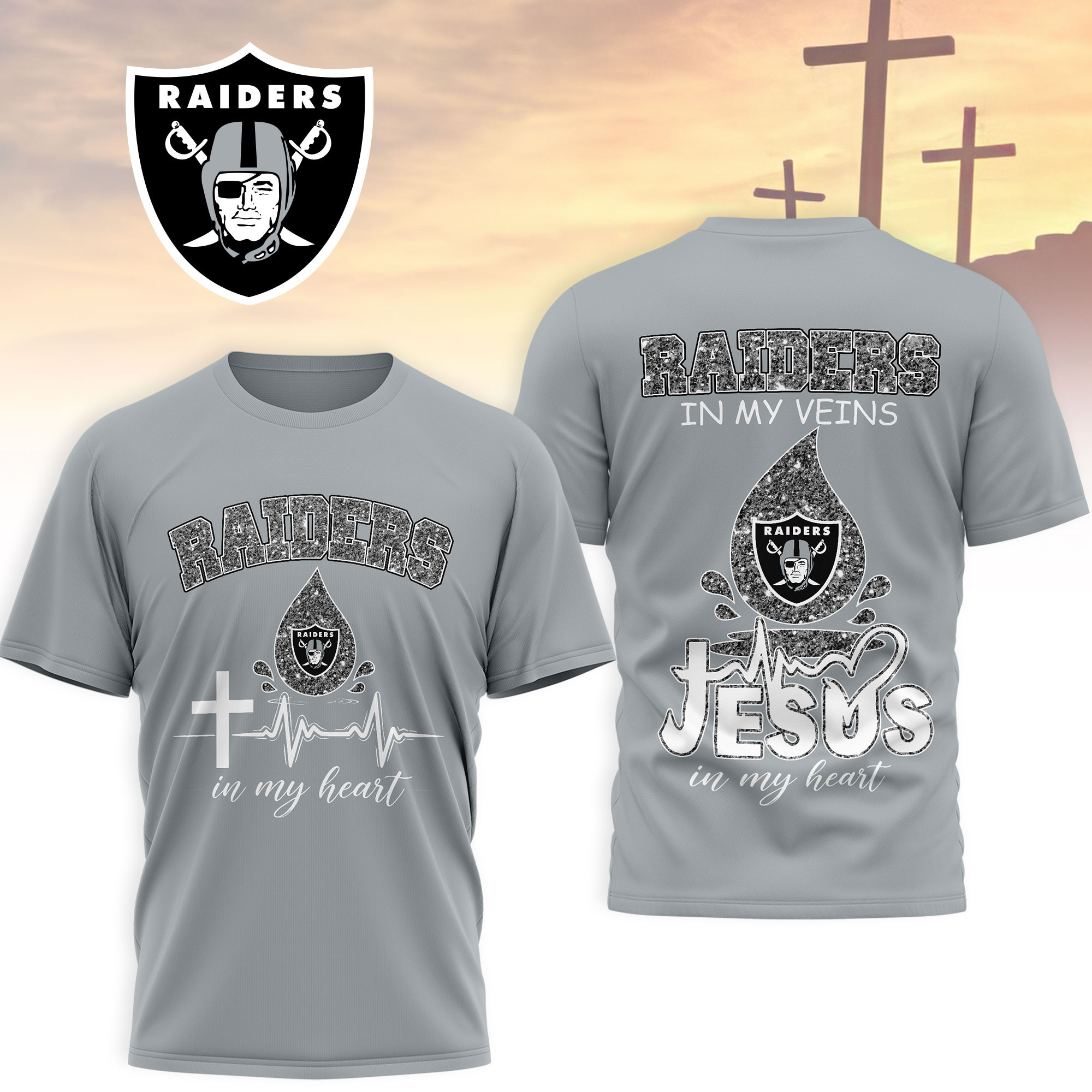 Las Vegas Raiders | Premium NFL Jesus In My Heart 3D Shirt NTH1