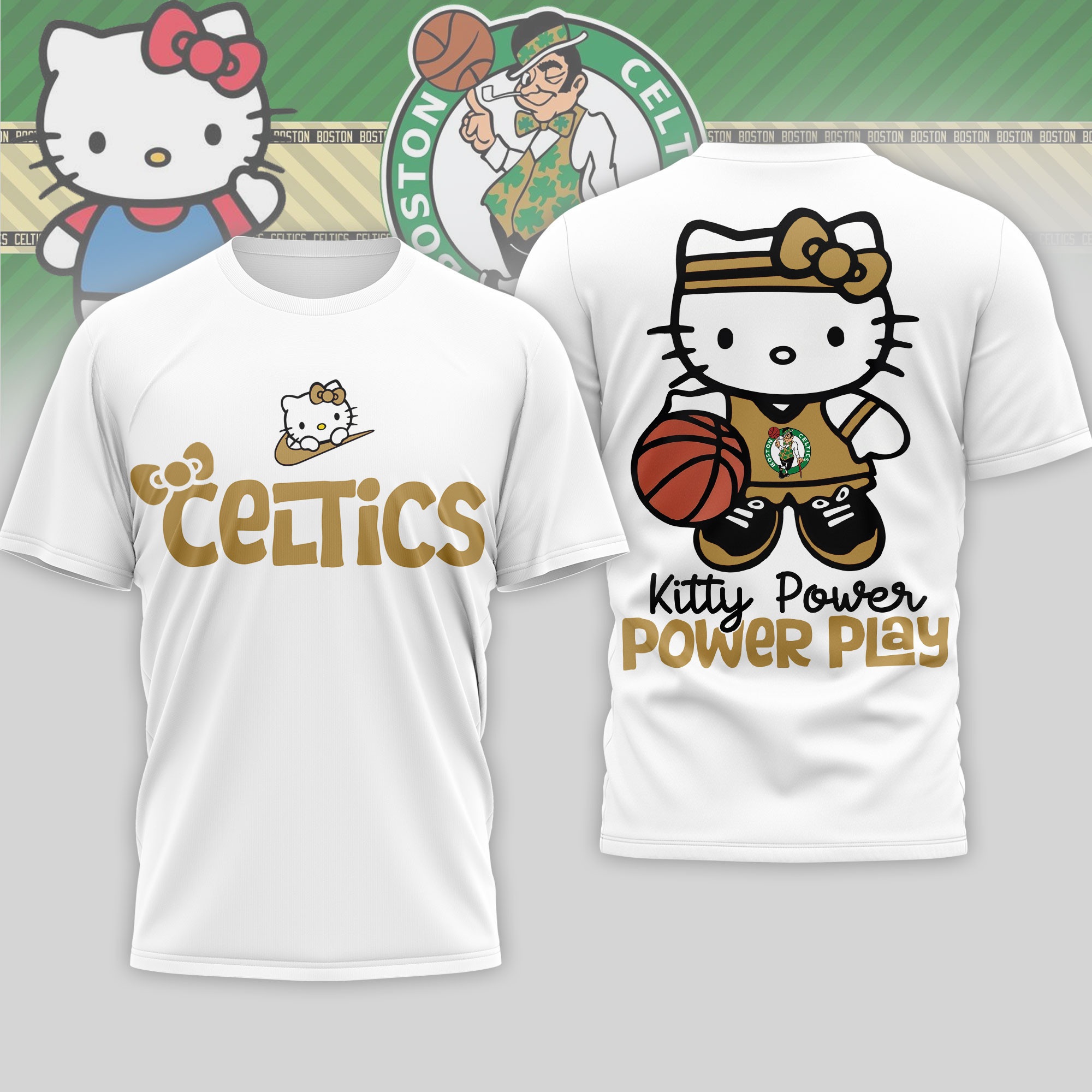 Boston Celtics | Premium NBA Hello Kitty Power Play 3D Shirt NP