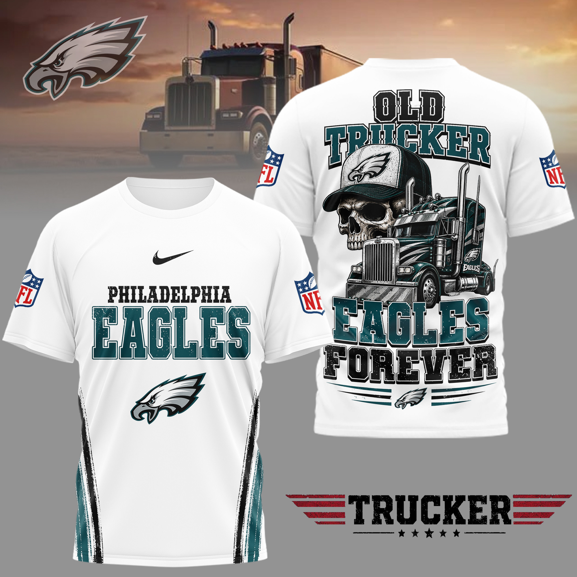 Philadelphia Eagles | Premium NFL Old Trucker Fan 3D Shirt TD