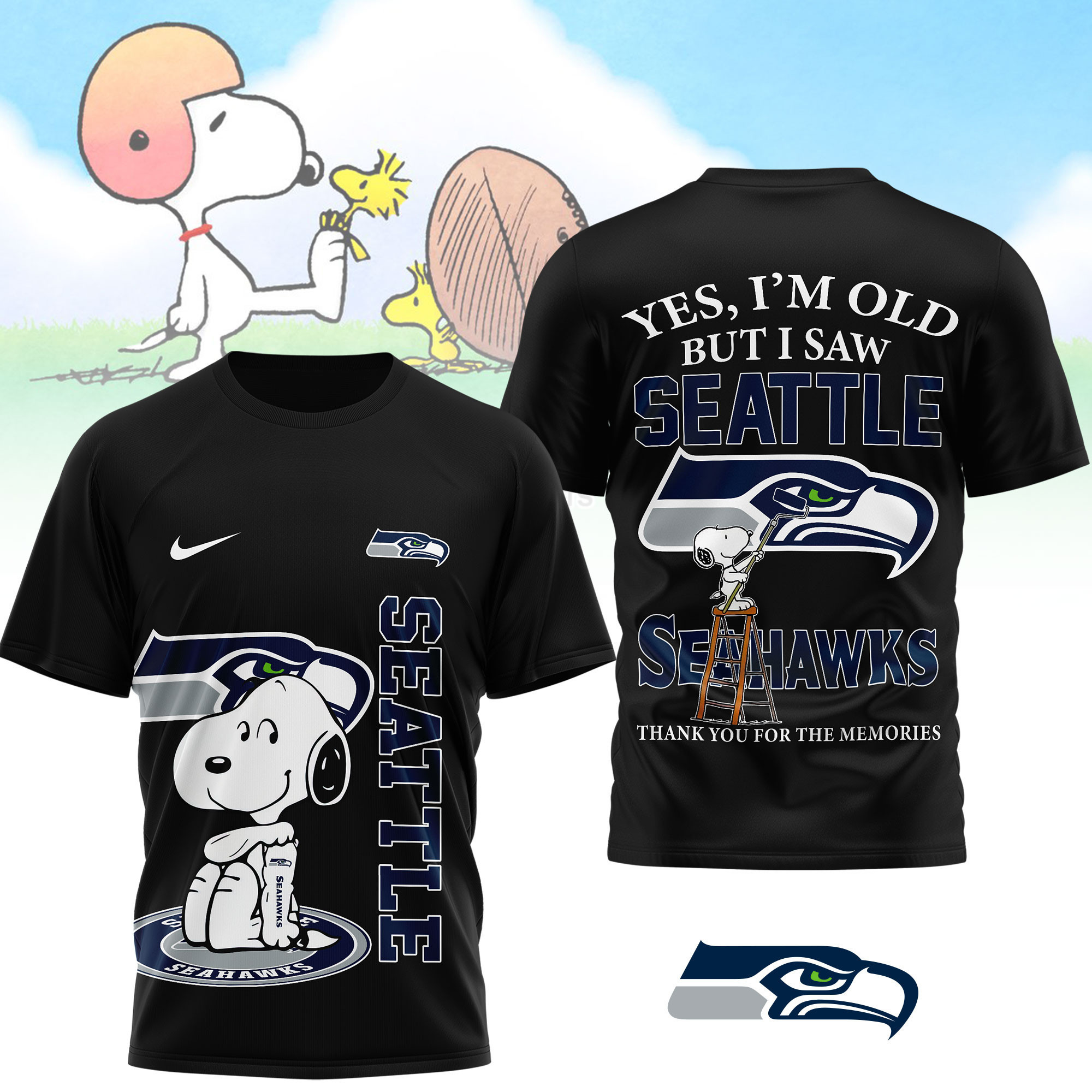 Seattle Seahawks | Premium NFL Snoopy Graphic 3D T-Shirt NTH1