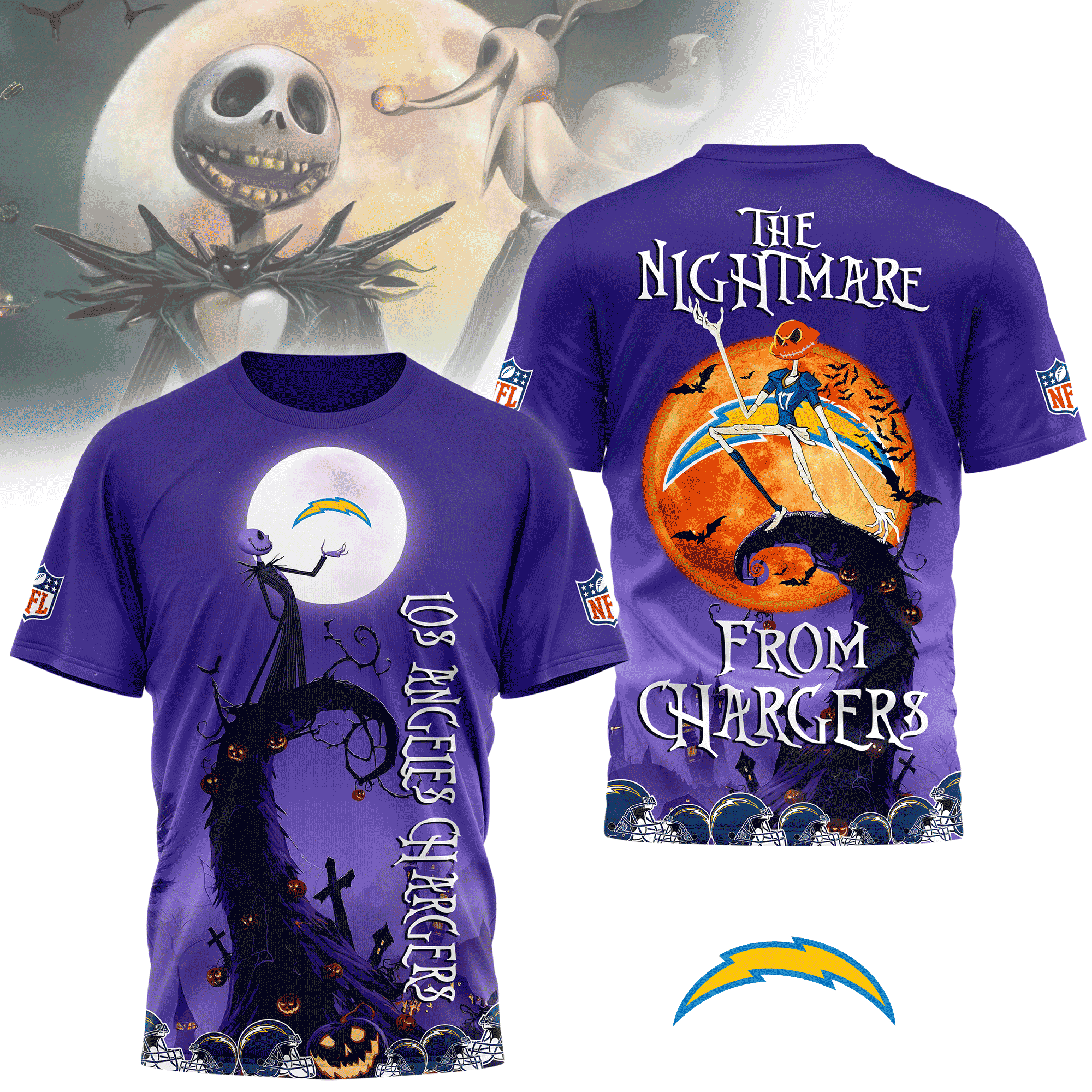 Los Angeles Chargers | Premium NFL Halloween The Nightmare 3D Shirt NY