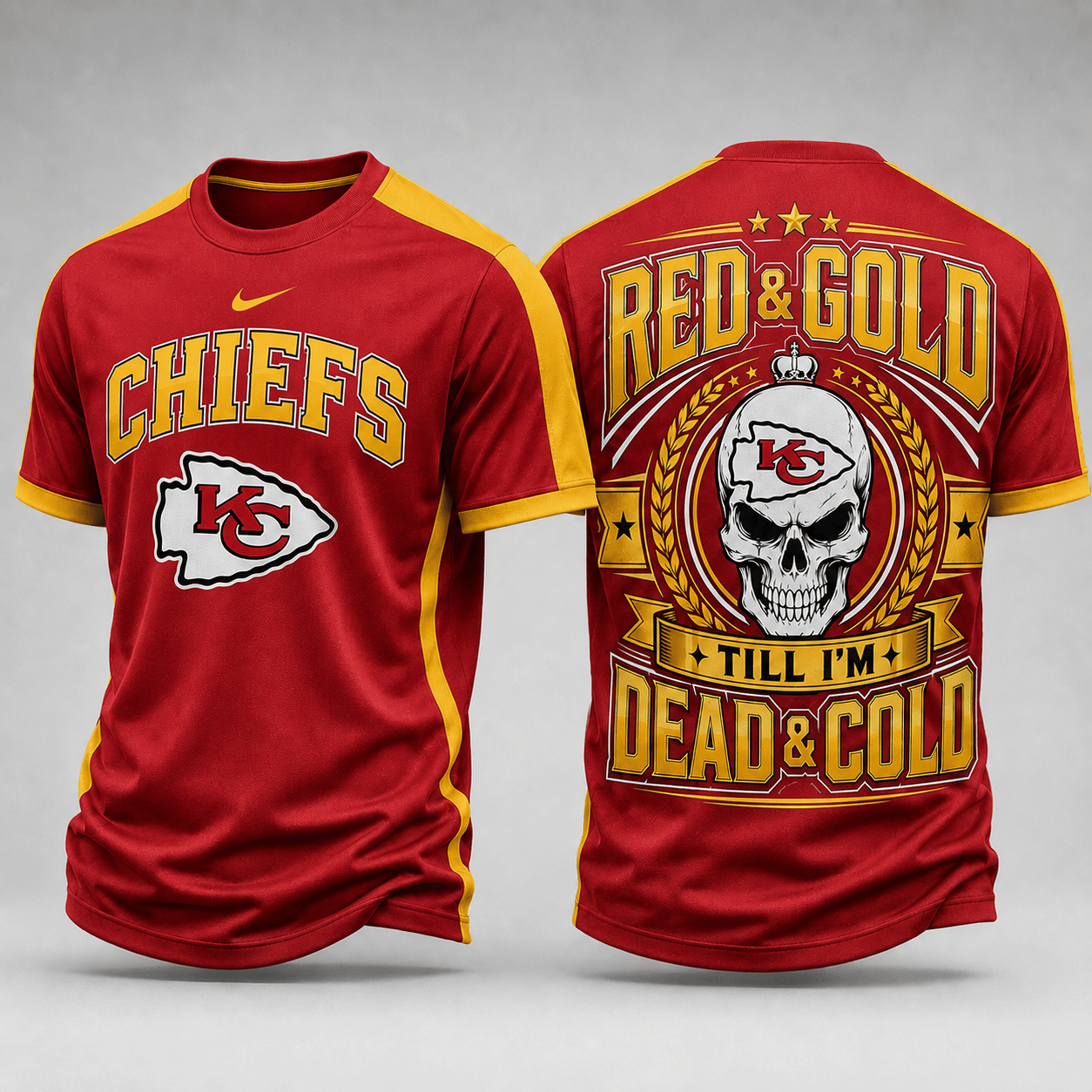 Kansas City Chiefs | Premium NFL Till I’m Dead Forever Skull Fan Pride 3D Shirt TD