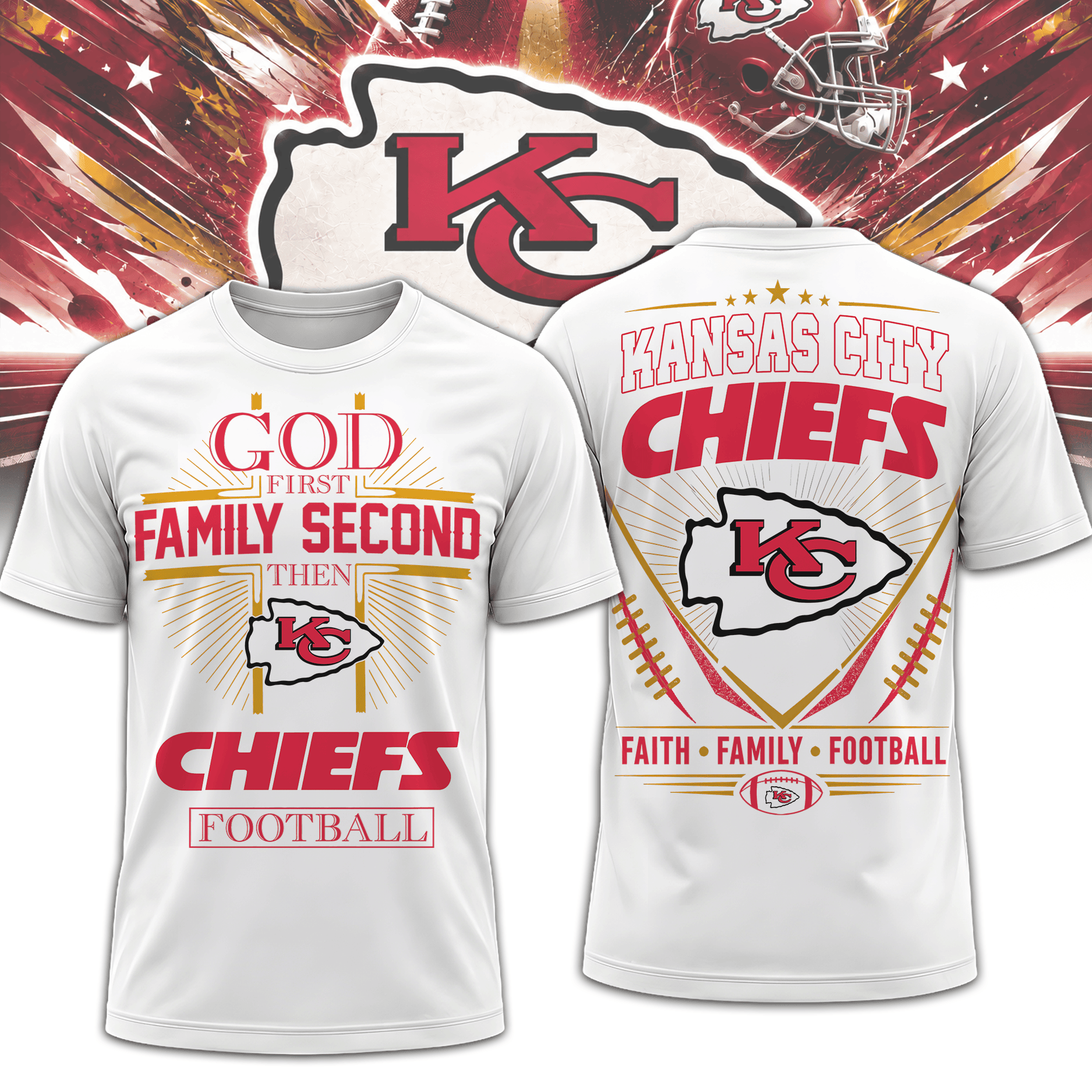Kansas City Chiefs | Premium NFL Faith, Family, Football 3D Shirt NTH1