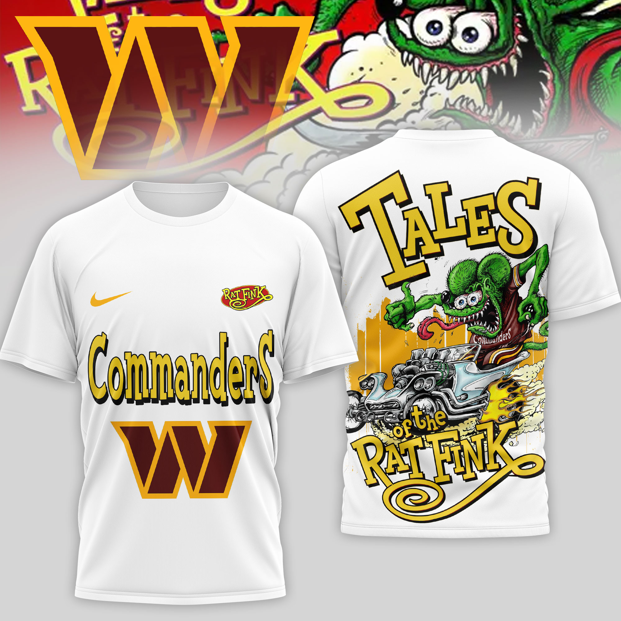 Washington Commanders | Premium NFL Rat Fink 3D Shirt TD
