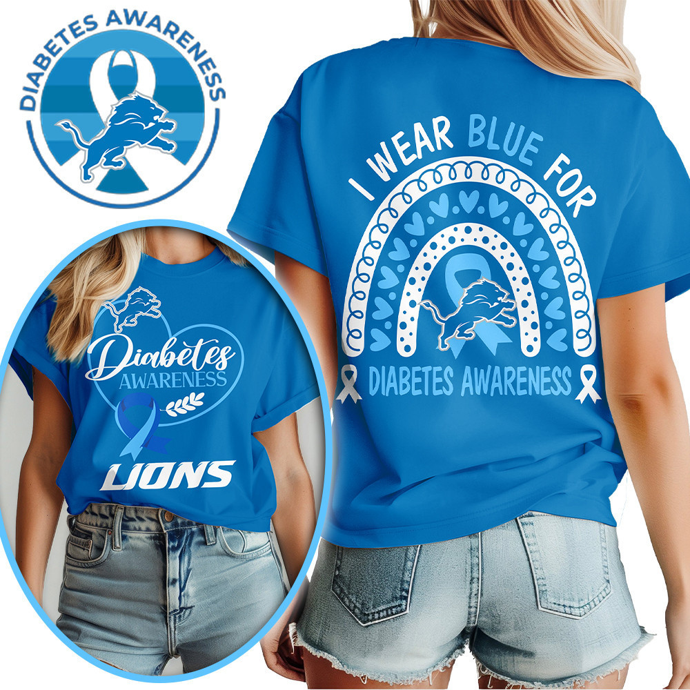 Detroit Lions | Premium NFL Diabetes Awareness 3D Shirt HI