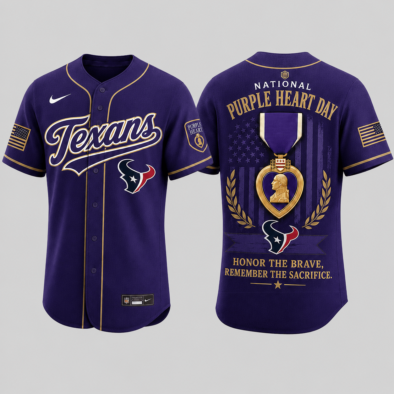 Houston Texans | Premium NFL Purple Heart Day Jersey Shirt TD