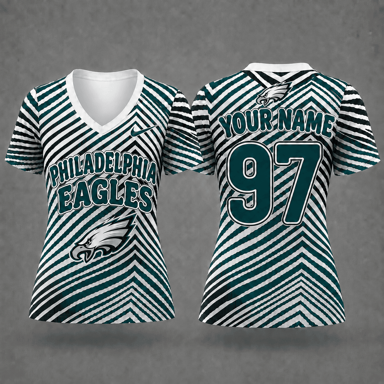 Philadelphia Eagles| Premium NFL Personalized Dynamic Stripe Women’s V-Neck Jersey NY