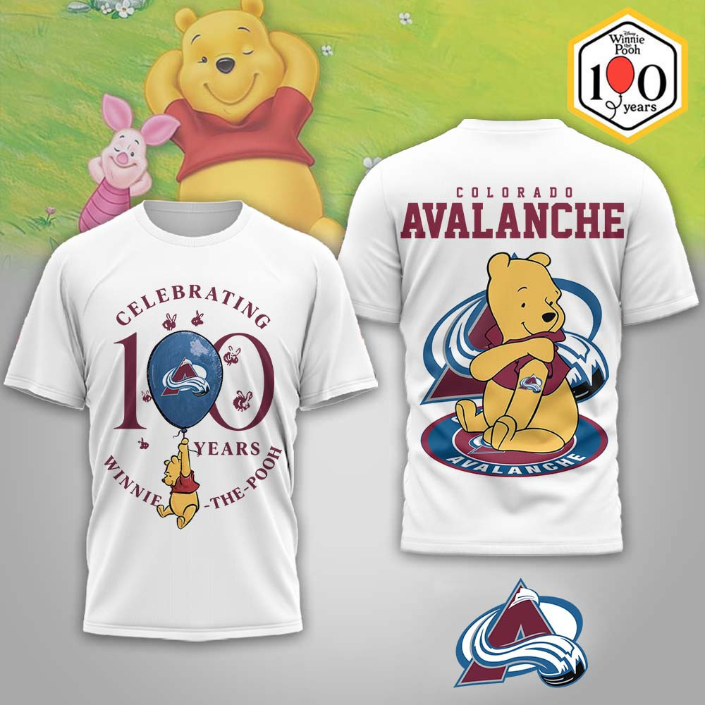 Colorado Avalanche | Premium NHL Winnie The Pooh 100th Anniversary 3D Shirt TD