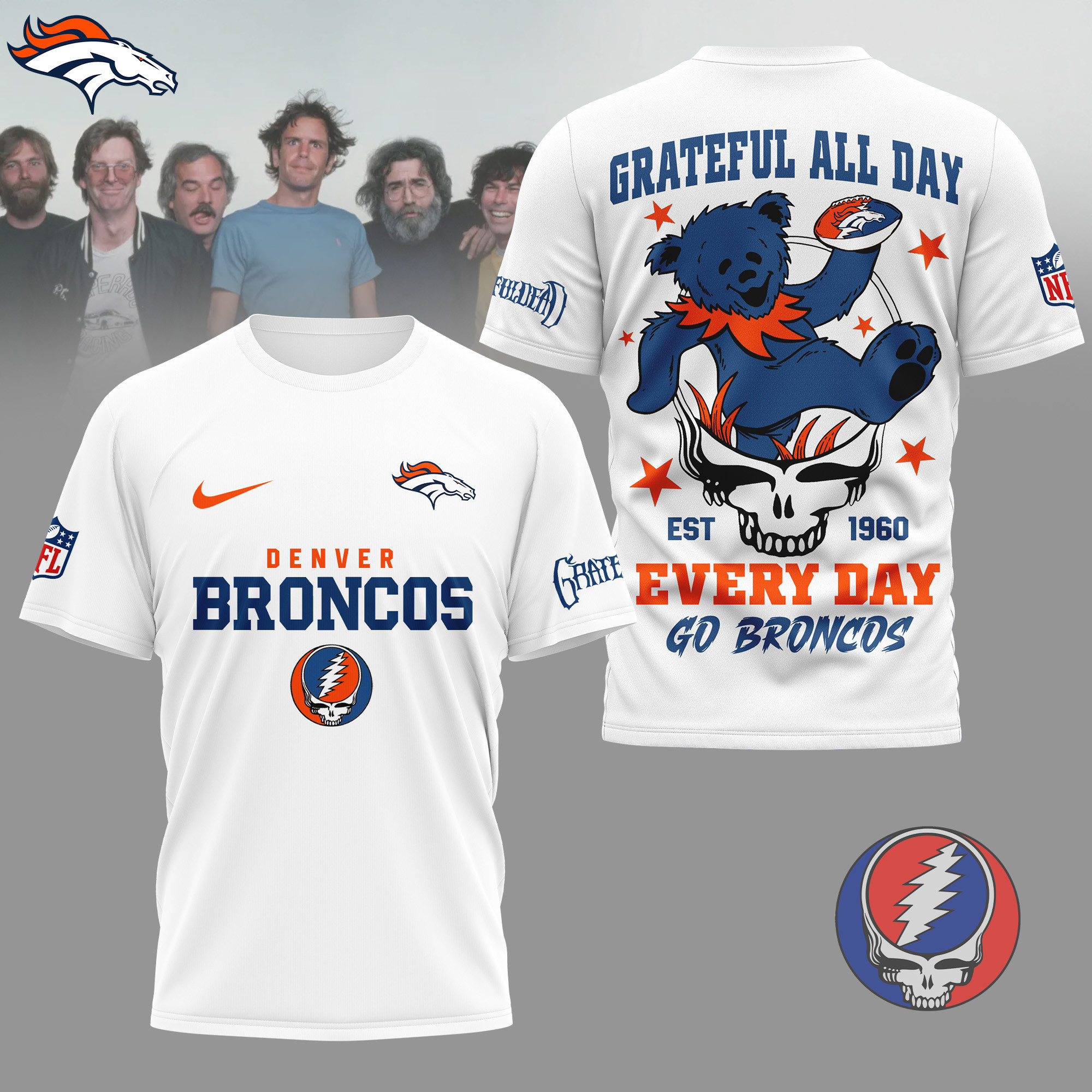 Denver Broncos | Premium NFL Grateful Dead Fan 3D Shirt NY