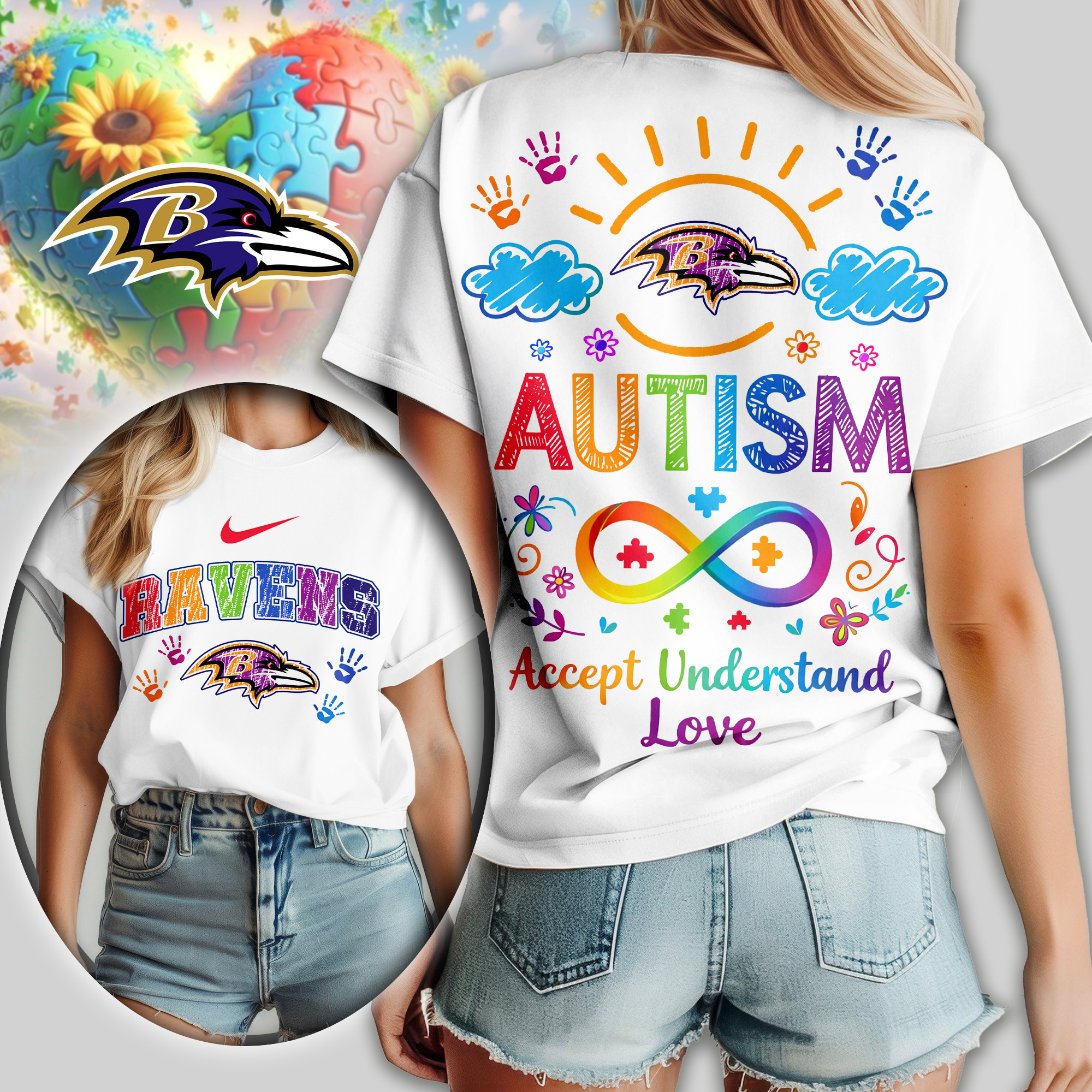 Baltimore Ravens | Premium NFL National Autism Acceptance Month Women Shirt TD