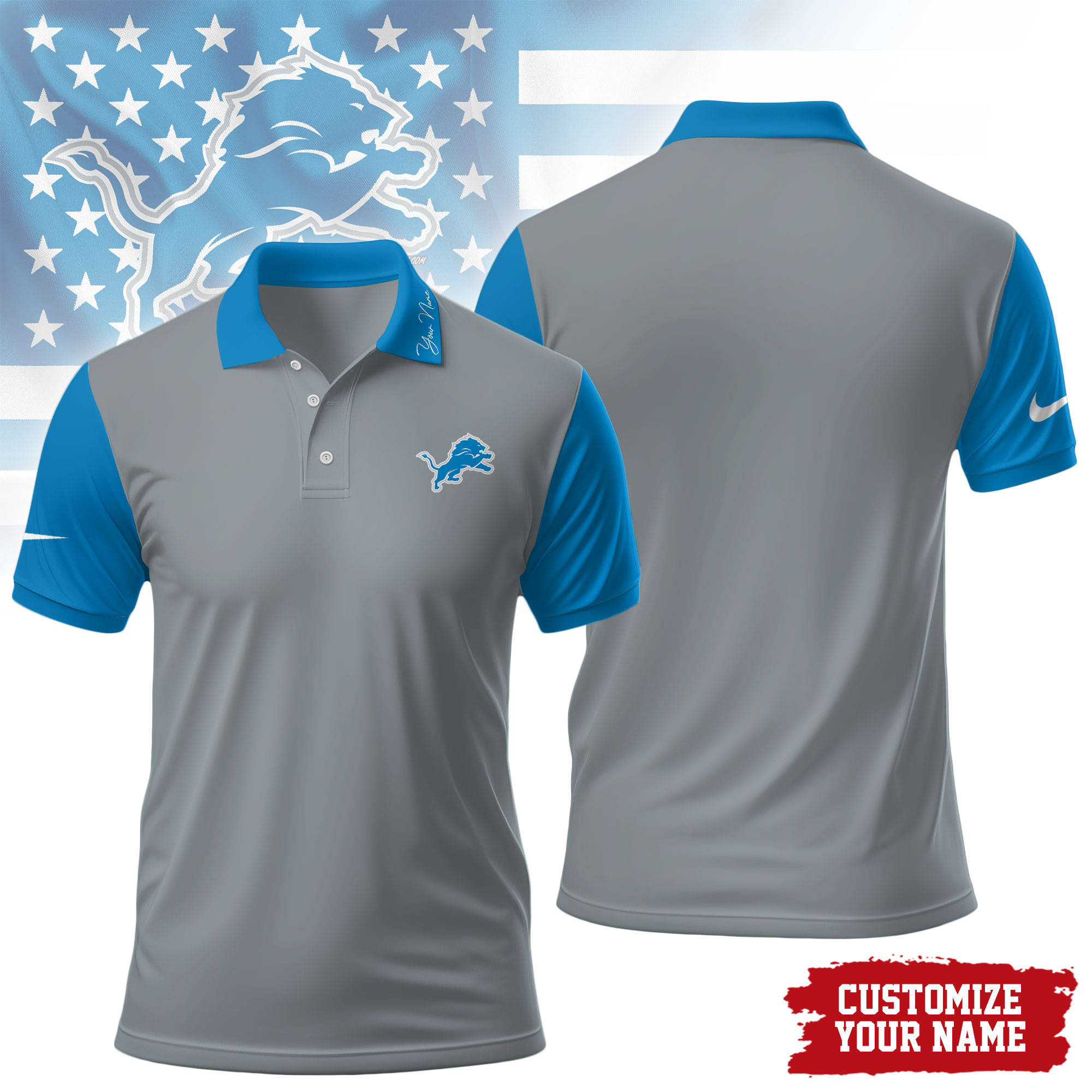 Detroit Lions | Premium NFL Touchdown Custom Polo NTH1