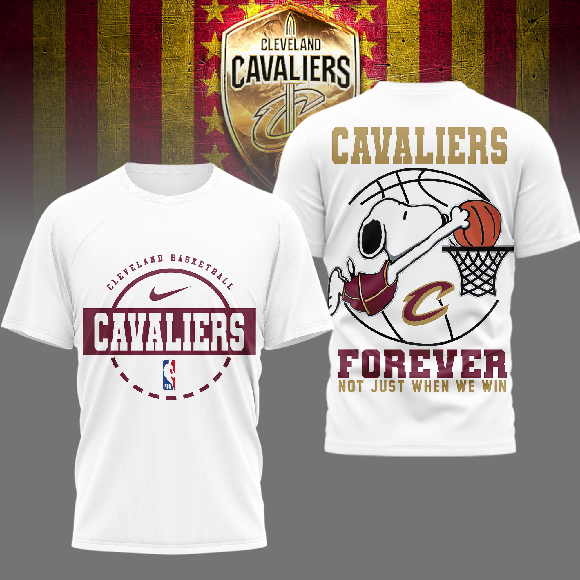 Cleveland Cavaliers | Premium NBA Snoopy Forever Loyal 3D Shirt TD