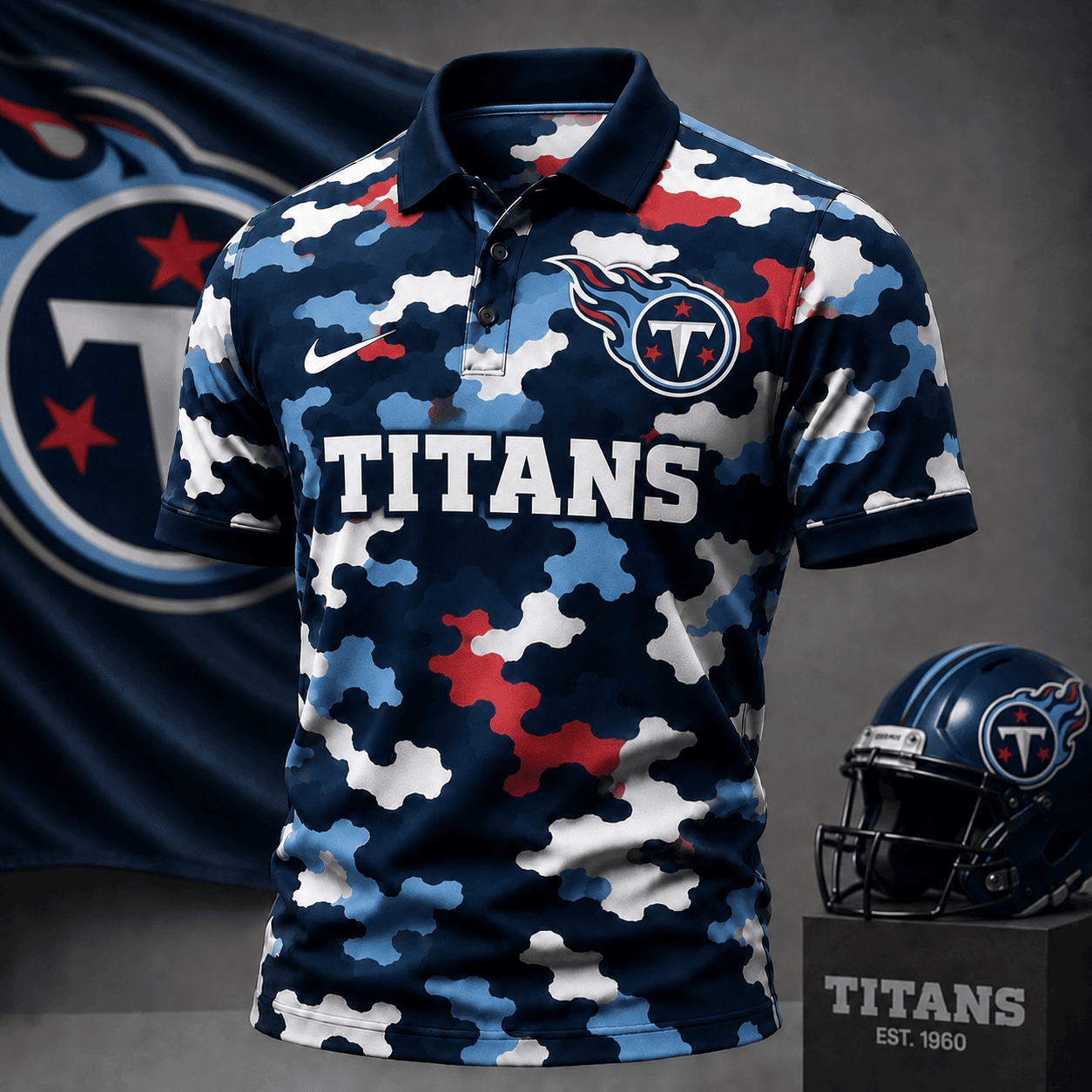 Tennessee Titans| Premium NFL Camo Polo Shirt NY