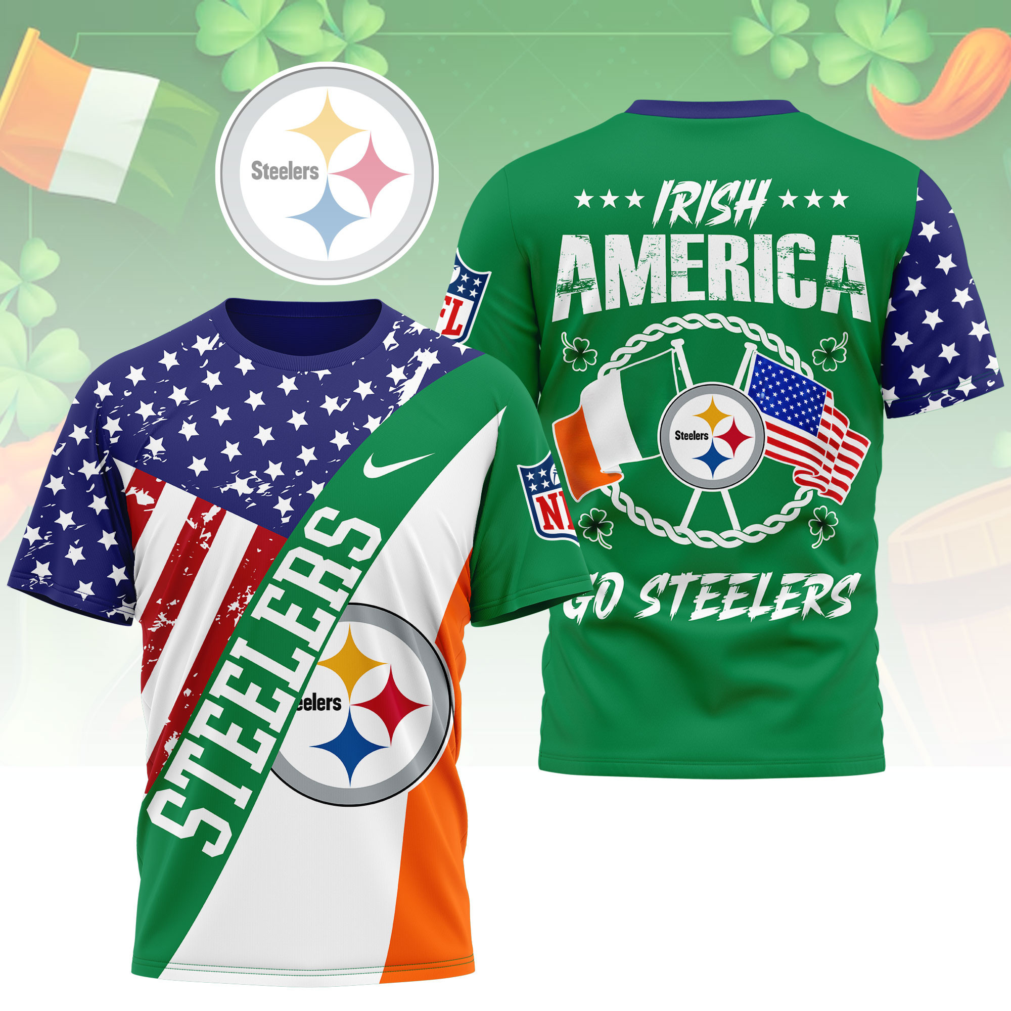 Pittsburgh Steelers | Premium NFL Irish America 3D Shirt NY
