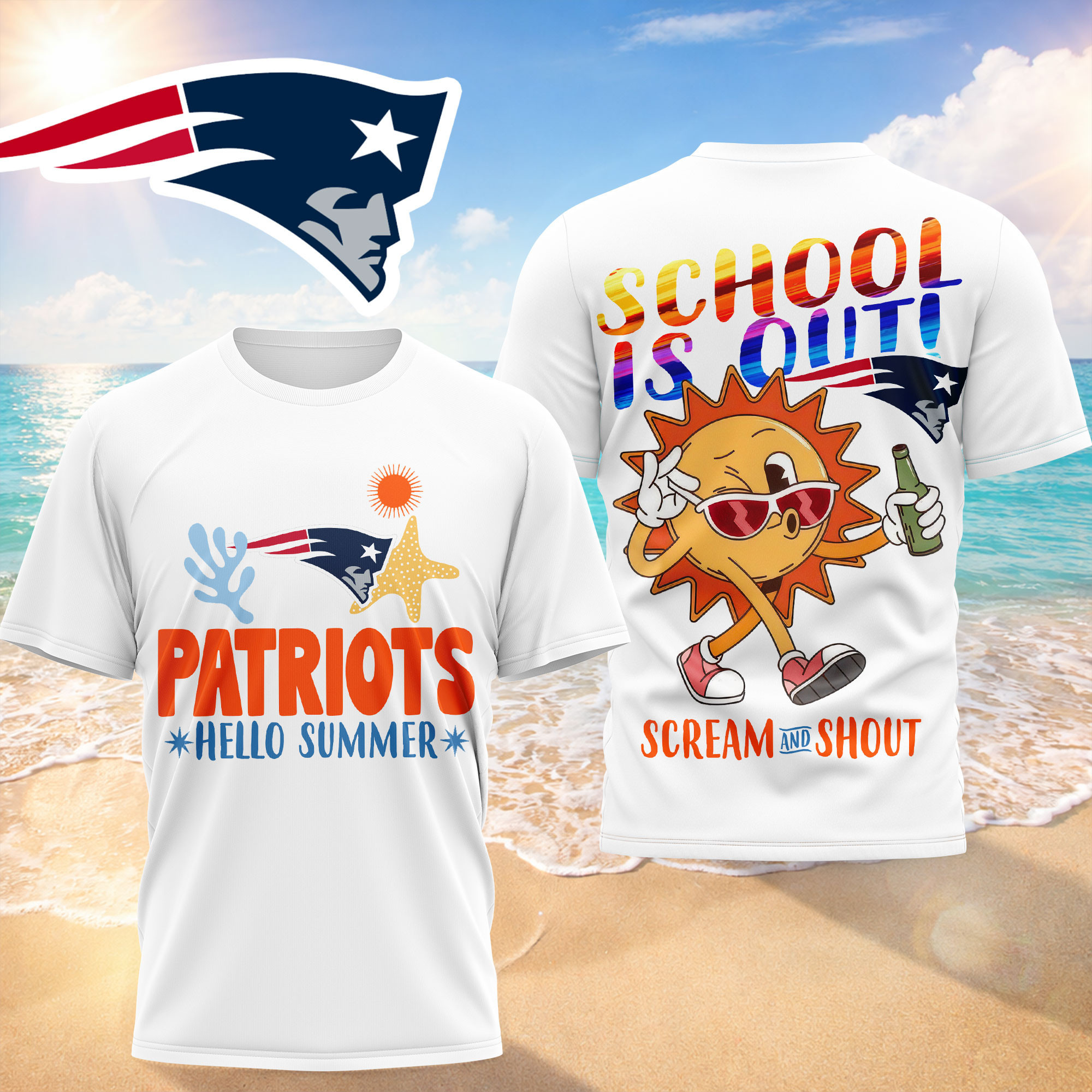 New England Patriots | Premium NFL Hello Summer 3D T-Shirt HY