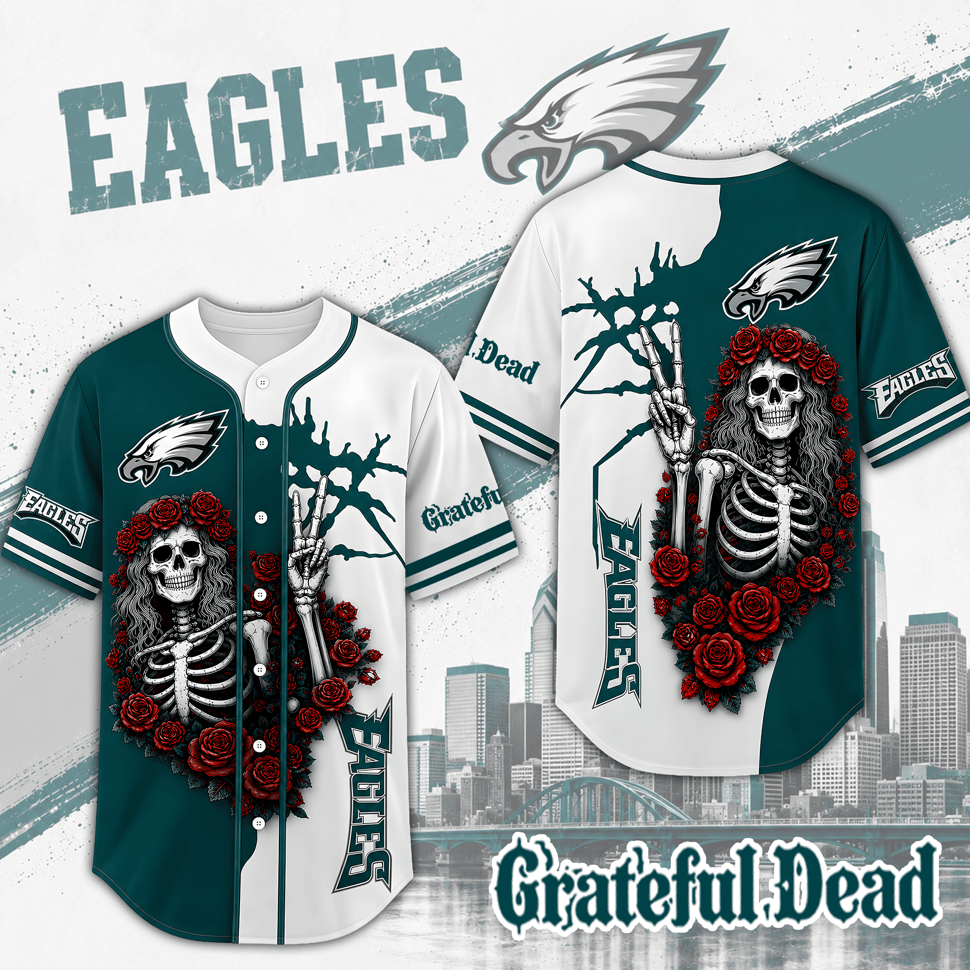 Philadelphia Eagles | Premium NFL Game Day Grateful Dead Jersey Shirt NTH1